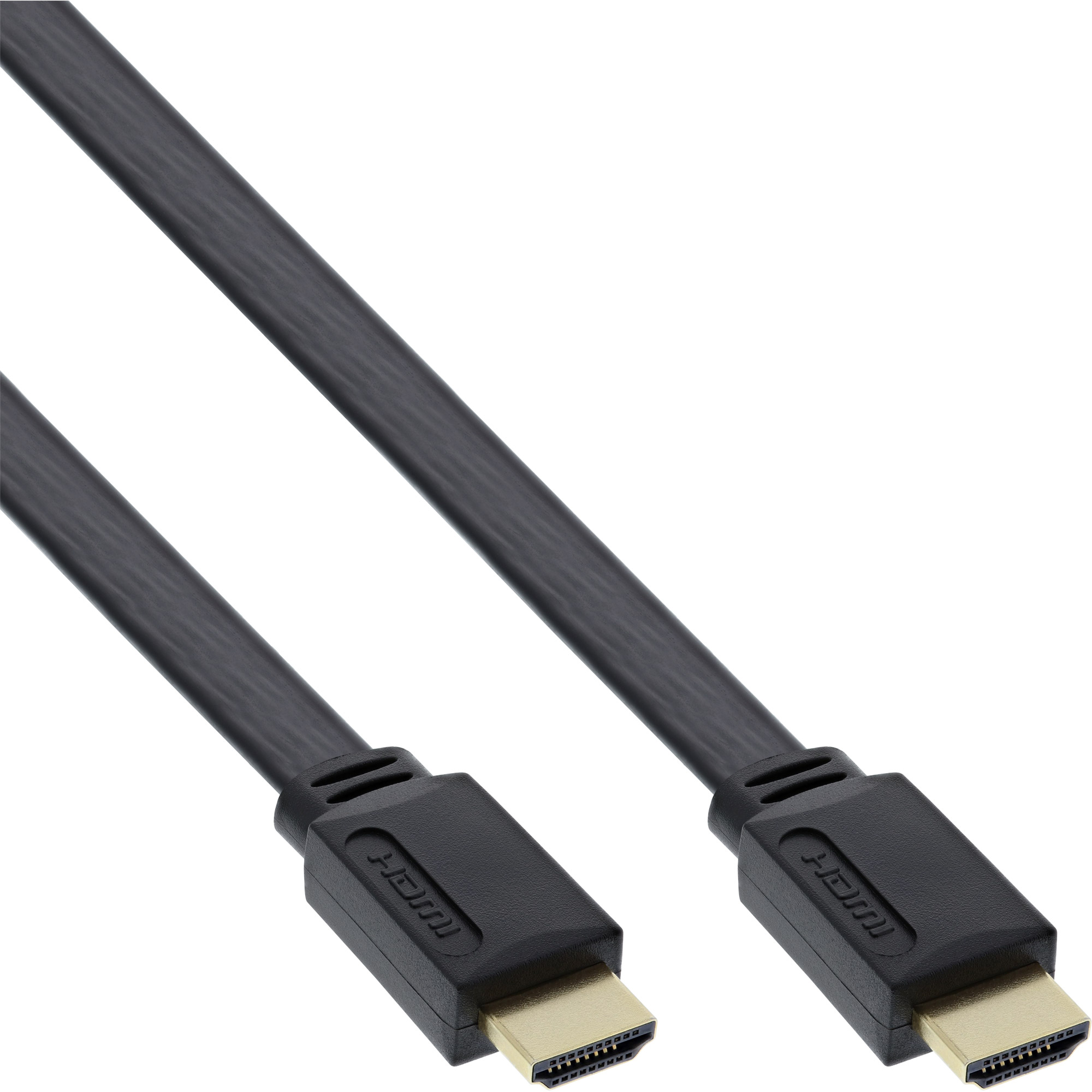Inline® HDMI-High Speed Flachkabel mit Ethernet, verg. Kontakte, schwarz, 5m