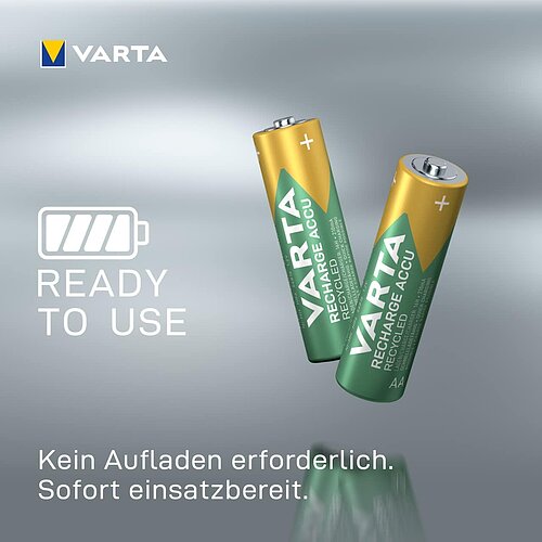 2x Varta NiMH AA Mignon 2100mAh HR6 Recycled Recharge Akku