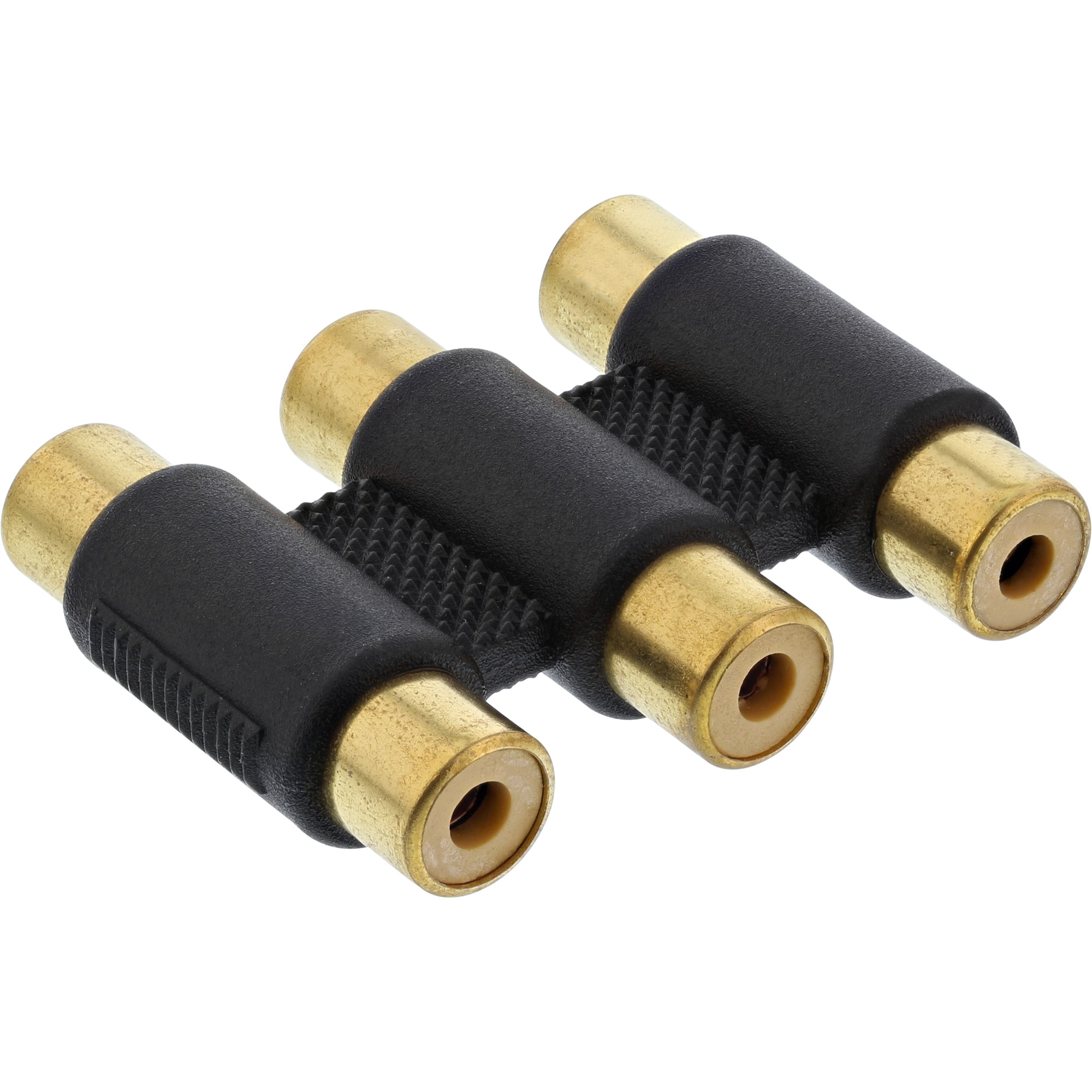 Inline® Audio/Video Adapter, 3x Cinch Buchse auf 3x Cinch Buchse, vergoldet
