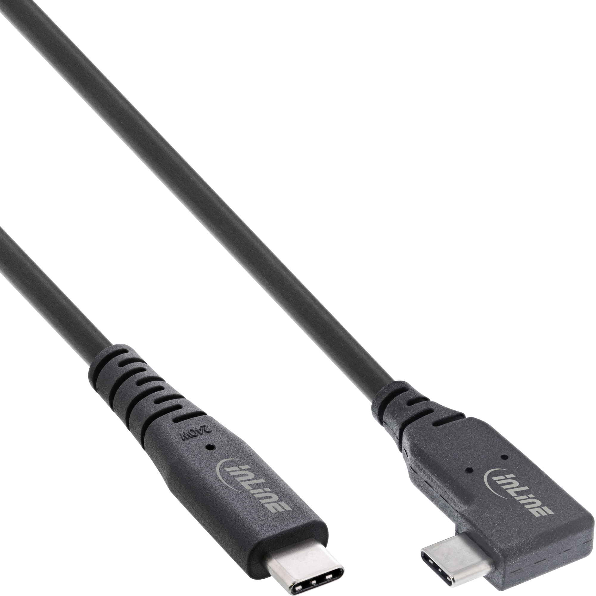 Inline® USB4 Kabel, USB-C einseitig gewinkelt, PD 240W 8K60Hz, TPE schwarz, 2m
