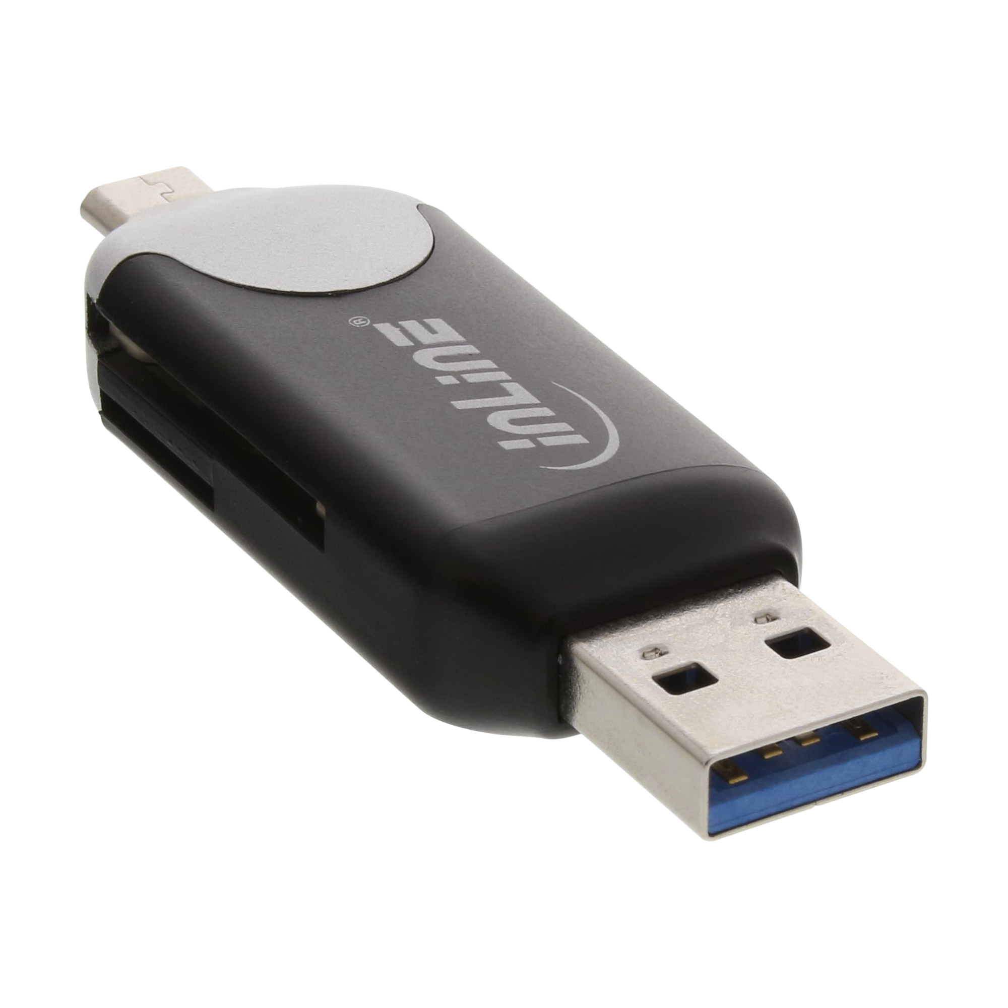 Inline® USB3.0 Dual Cardreader, USB A und Micro-USB 2.0 für SDXC und microSDXC