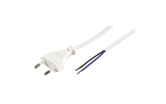Euro-Netzkabel McPower mit blanken Enden Länge 2m, 2x0,75 mm², weiß Euro-Netzkabel McPower mit blanken Enden Länge 2m, 2x0,75 mm², weiß