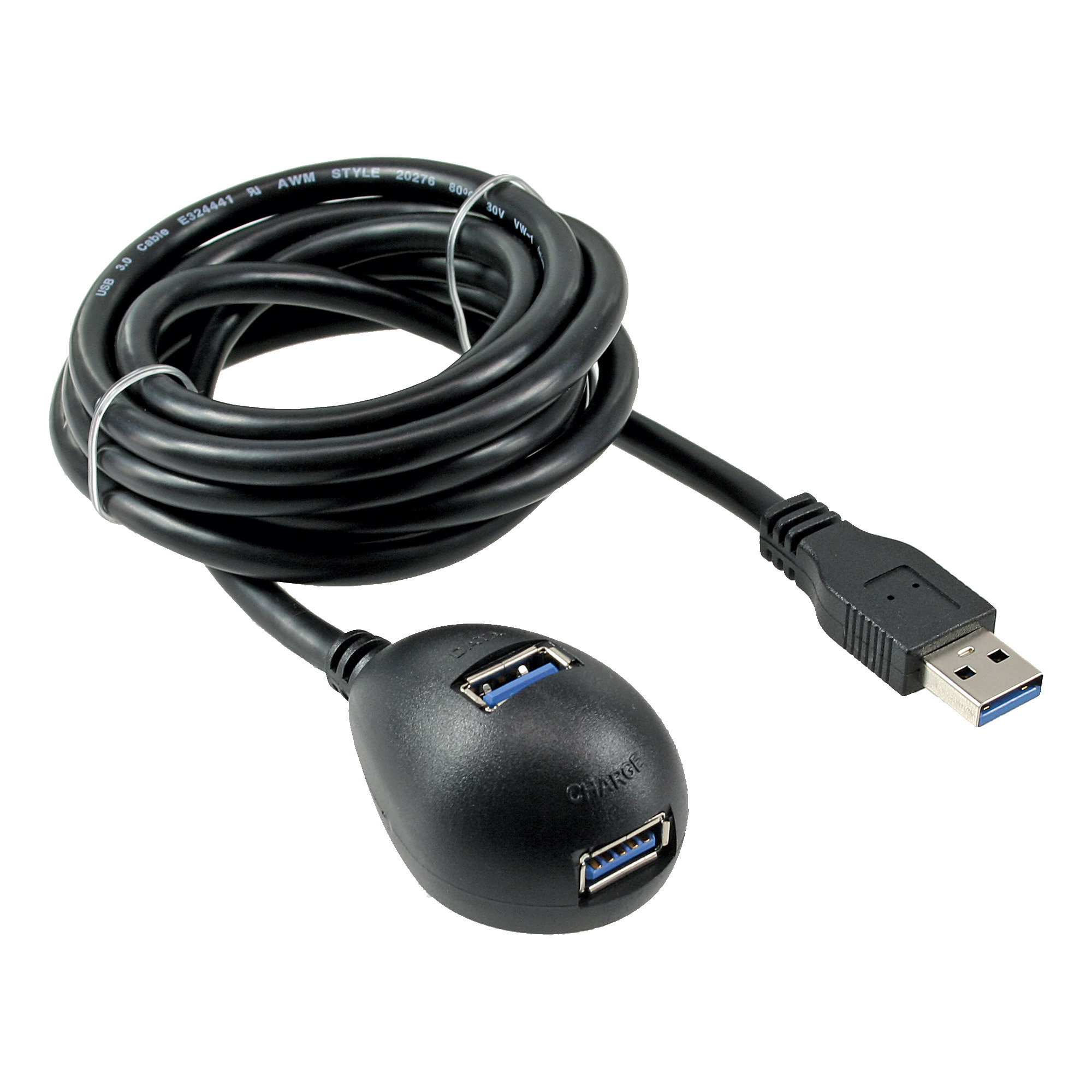 Inline® USB 3.2 Gen.1 Verl., USB A Stecker / Buchse, schwarz, mit Standfuß, 2m