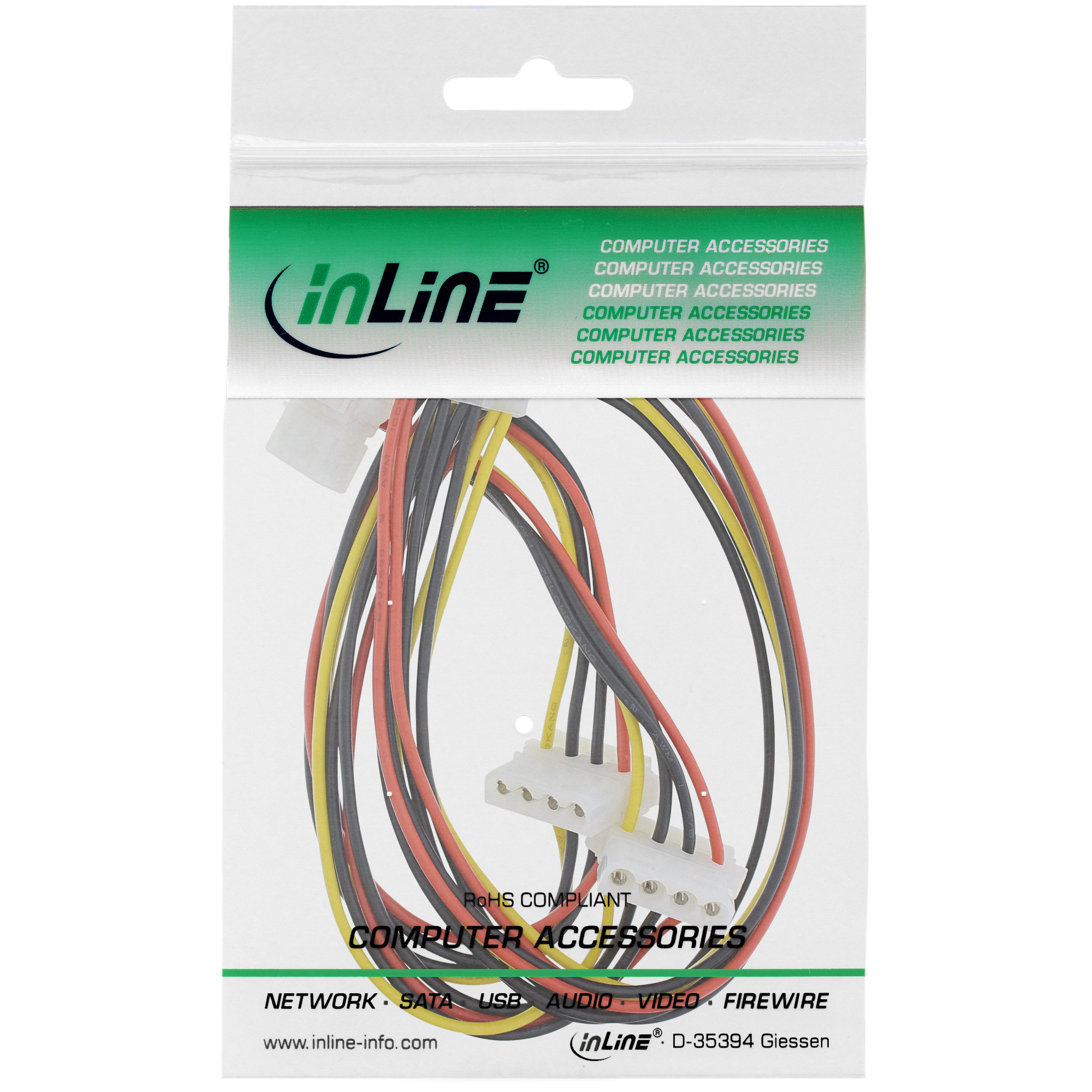 Inline® Strom Y-Kabel intern, 1x 13,34cm (5,25") an 4x 13,34cm (5,25")