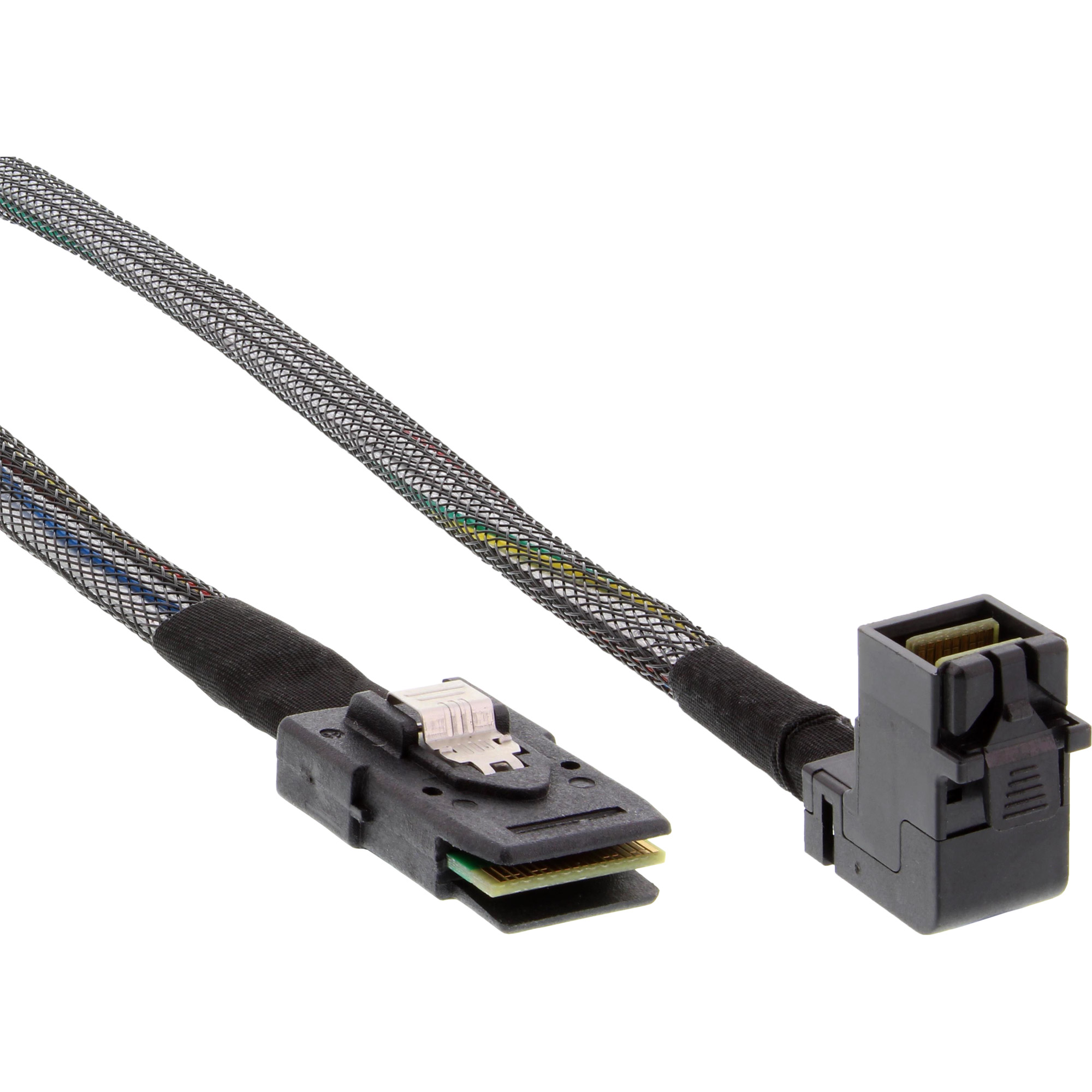 Inline® Mini-SAS HD Kabel, SFF-8643 gewinkelt zu SFF-8087, mit Sideband, 0,5m