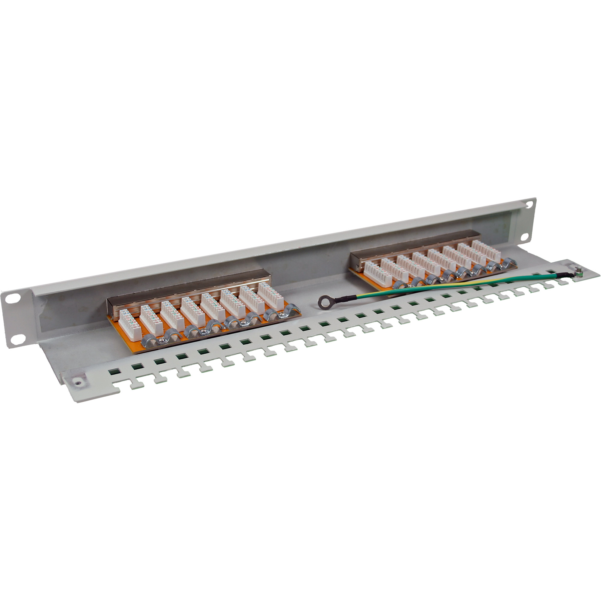 Inline® Patchfeld Cat.6, 16-fach, 48,26cm (19"), 1HE, lichtgrau, RAL7035