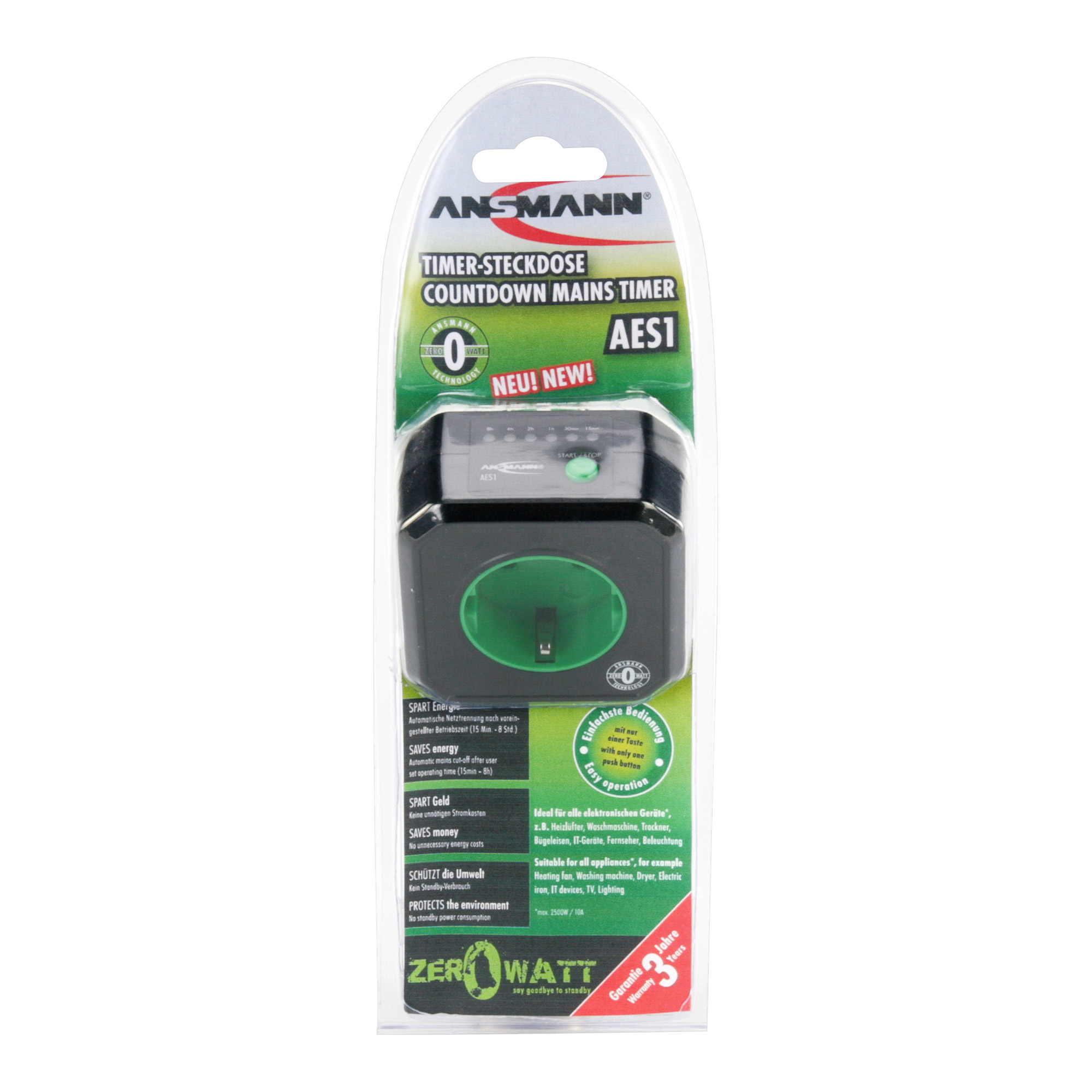 ANSMANN 5024063 AES 1 Timer-Steckdose ZeroWatt ANSMANN 5024063 AES 1 Timer-Steckdose ZeroWatt