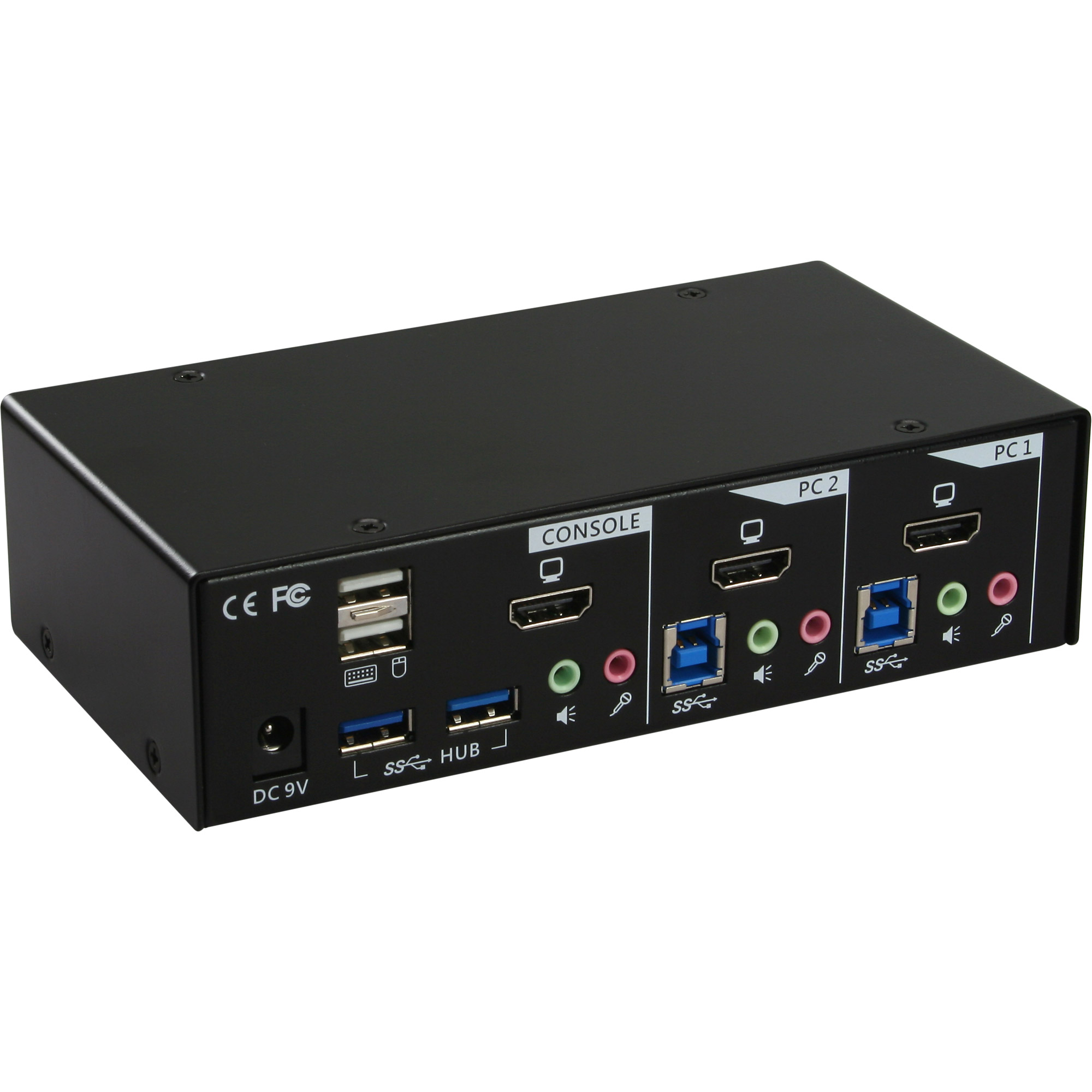 Inline® KVM Desktop Switch, 2-fach, HDMI, USB 3.0 Hub, mit Audio
