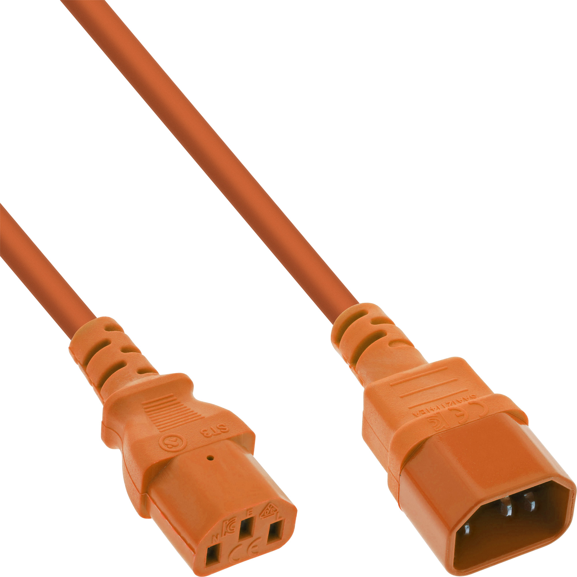 Inline® KaltgeräteverLängerung, C13 auf C14, orange, 2m