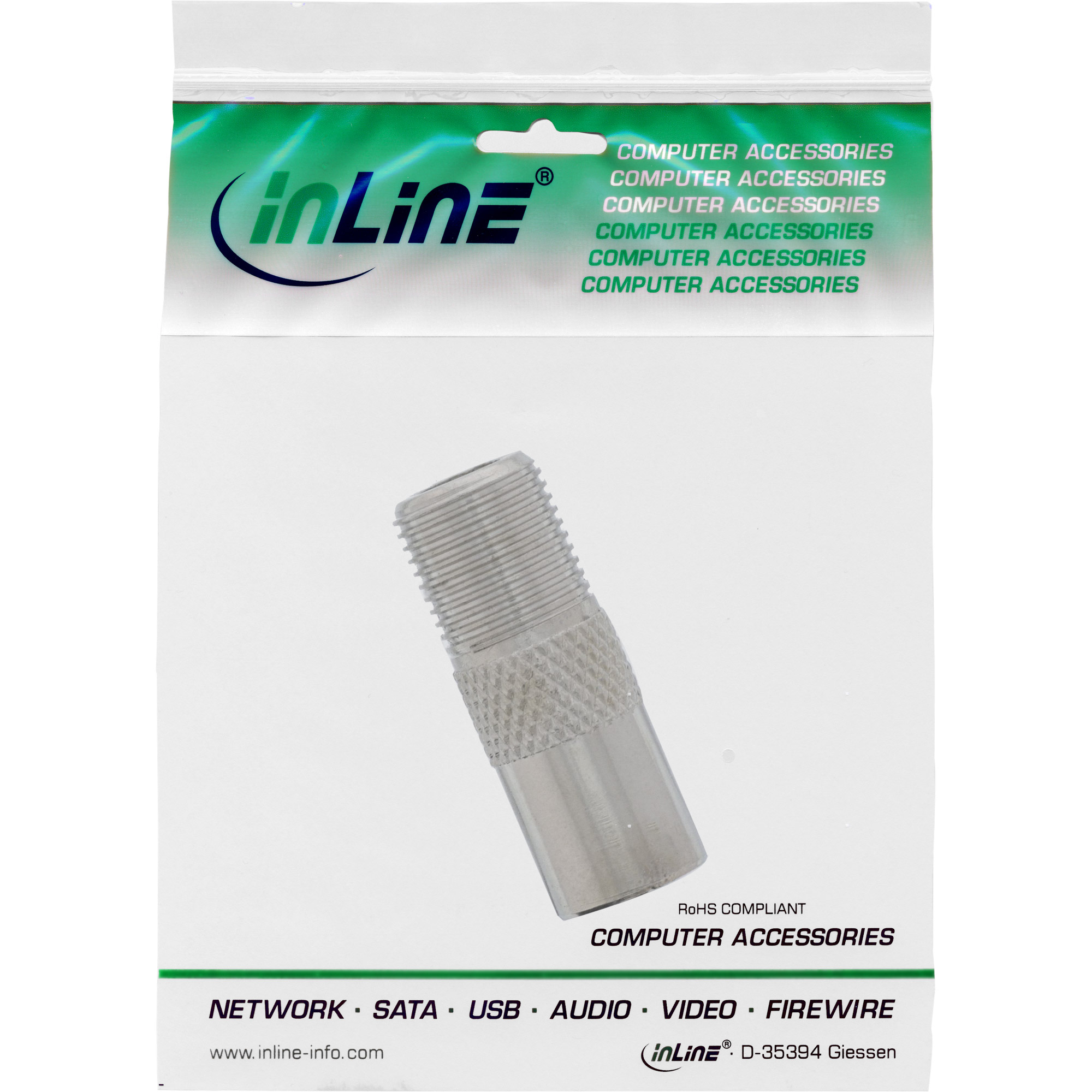 Inline® Koaxial Adapter, IEC- Stecker (Antenne) auf F-Buchse