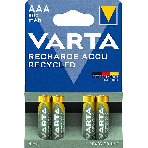 4x Varta NiMH AAA Micro 800mAh HR03 Reycled Recharge Akku 4x Varta NiMH AAA Micro 800mAh HR03 Reycled Recharge Akku