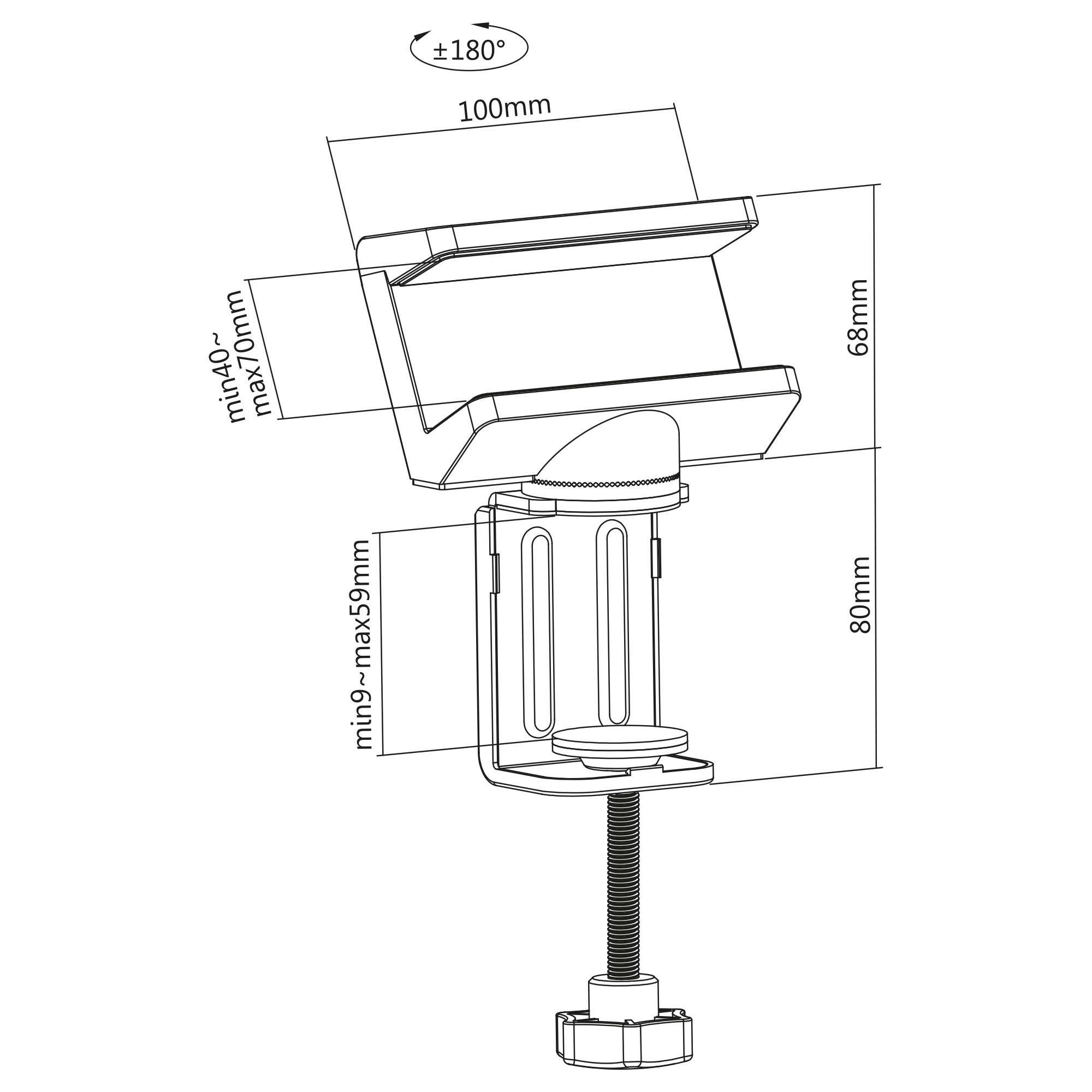 Inline® Tischklemme für Steckdosenleiste, drehbar, Schraubklemme, weiß