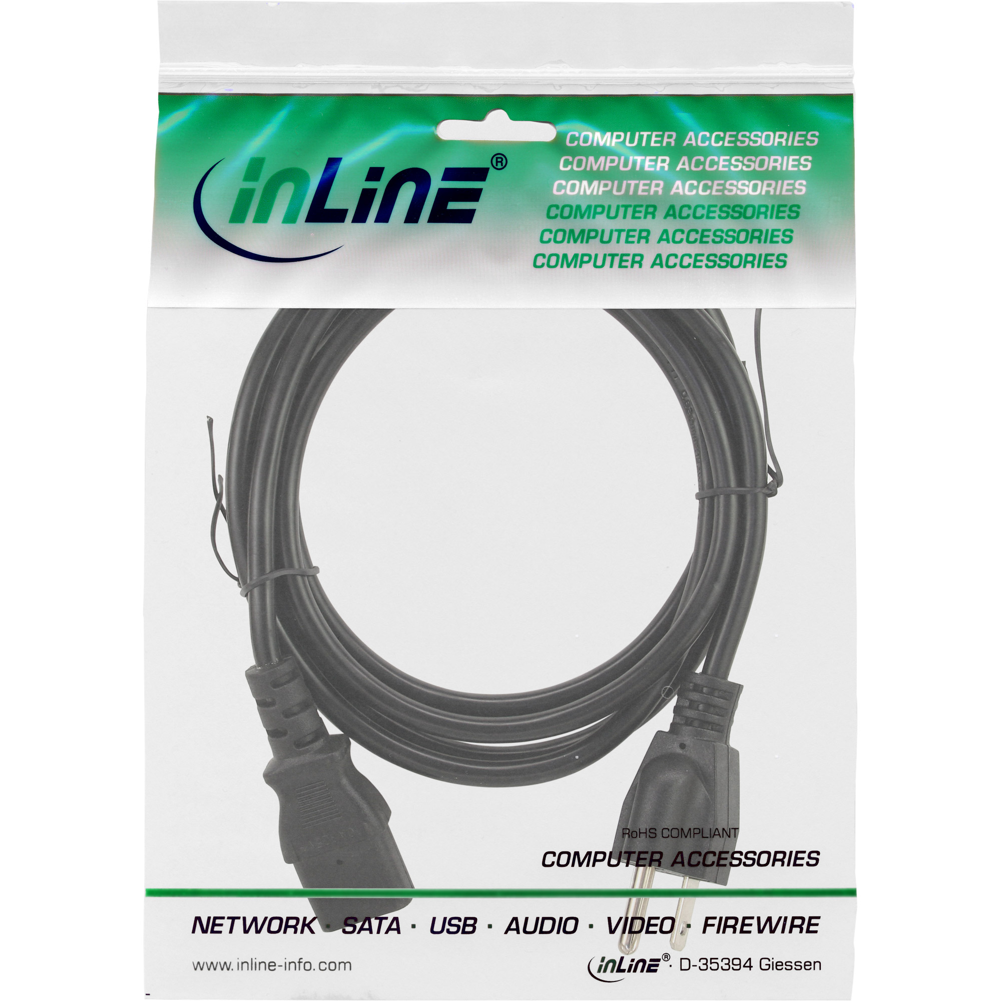 Inline® Netzkabel, Netzstecker USA auf Kaltgerätestecker C13, 3m Inline® Netzkabel, Netzstecker USA auf Kaltgerätestecker C13, 3m