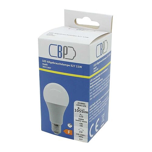BP LED Allgebrauchslampe E27 11W warm weiß matt