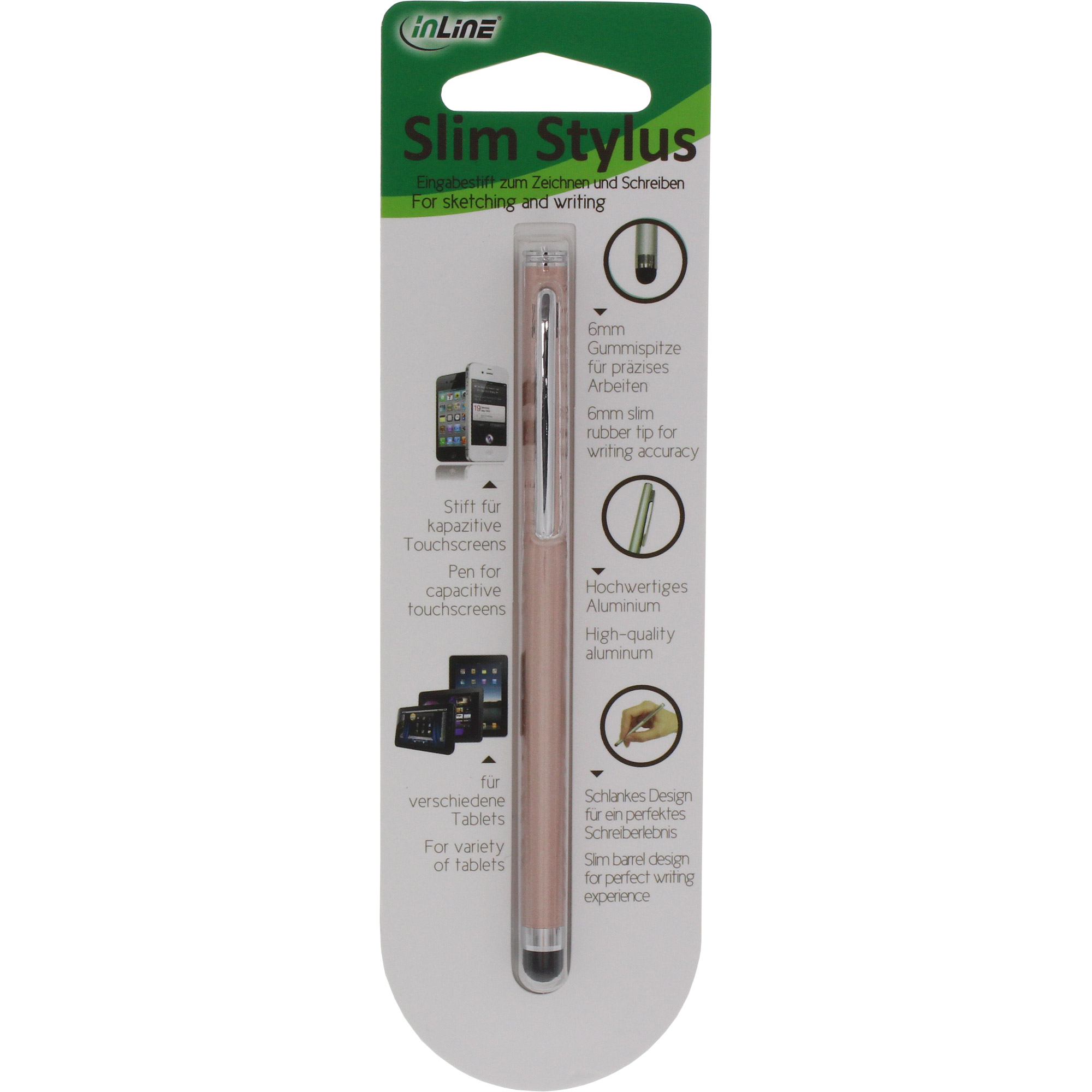 Inline® Stylus, Stift für Touchscreens von Smartphone und Tablet, rose