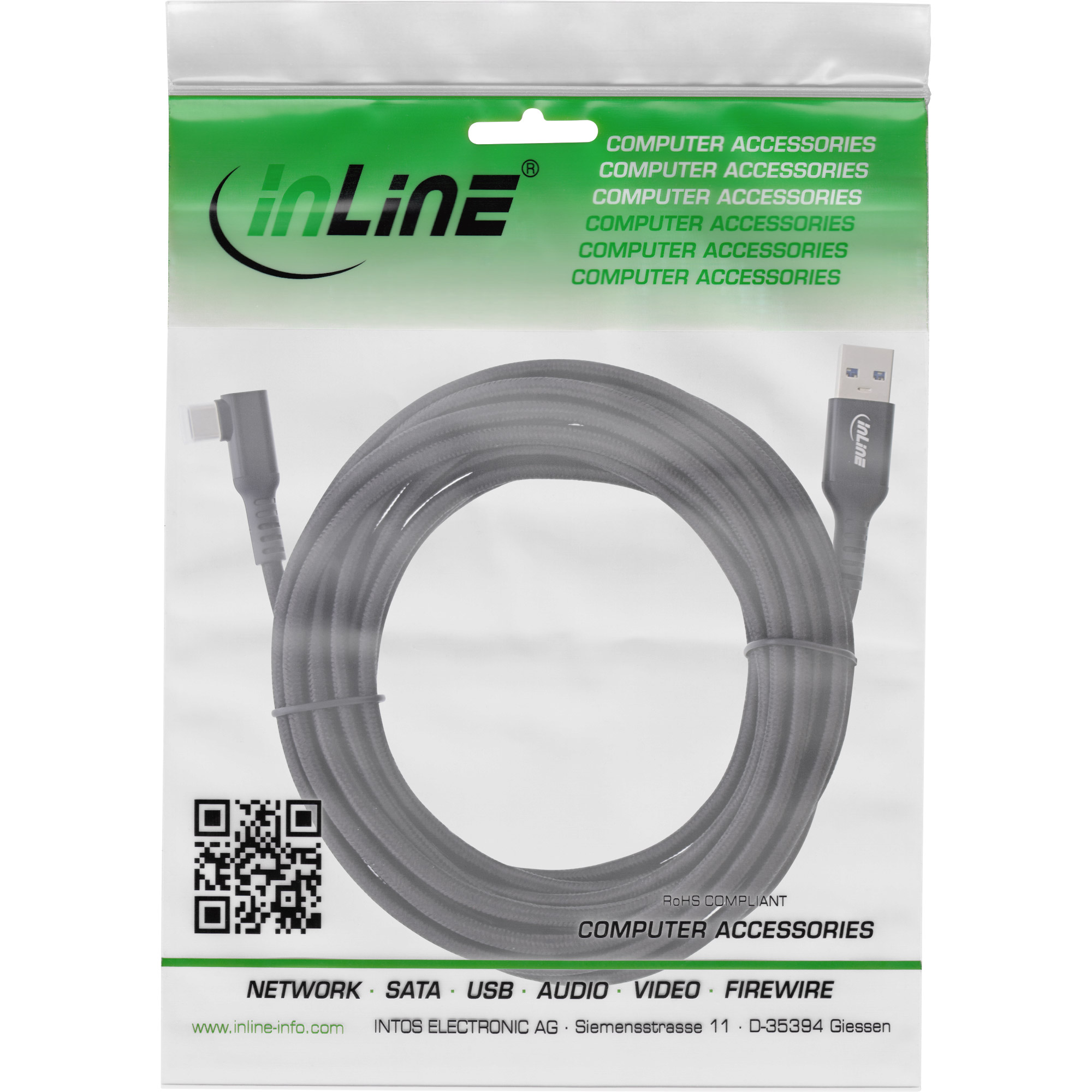 InLine® USB 3.2 Gen.1 Kabel, USB-C St gewinkelt - USB-A St für VR, schwarz, 5m InLine® USB 3.2 Gen.1 Kabel, USB-C St gewinkelt - USB-A St für VR, schwarz, 5m