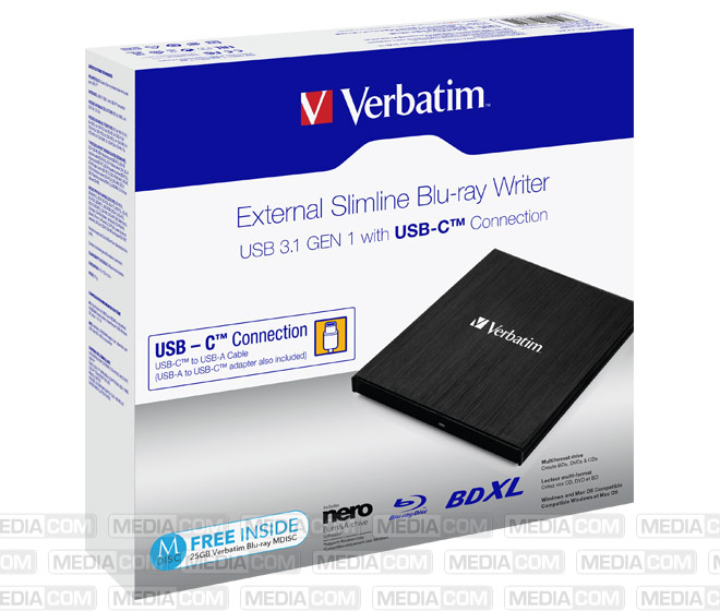 Blu-ray Recorder, USB 3.1, A-C, 6x/8x/24x, Slimline Blu-ray Recorder, USB 3.1, A-C, 6x/8x/24x, Slimline