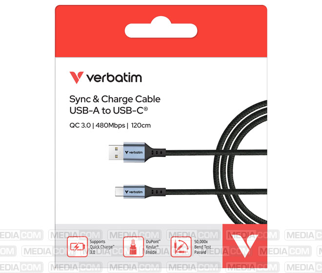 Ladekabel, USB-A zu USB-C, 1.2m, schwarz