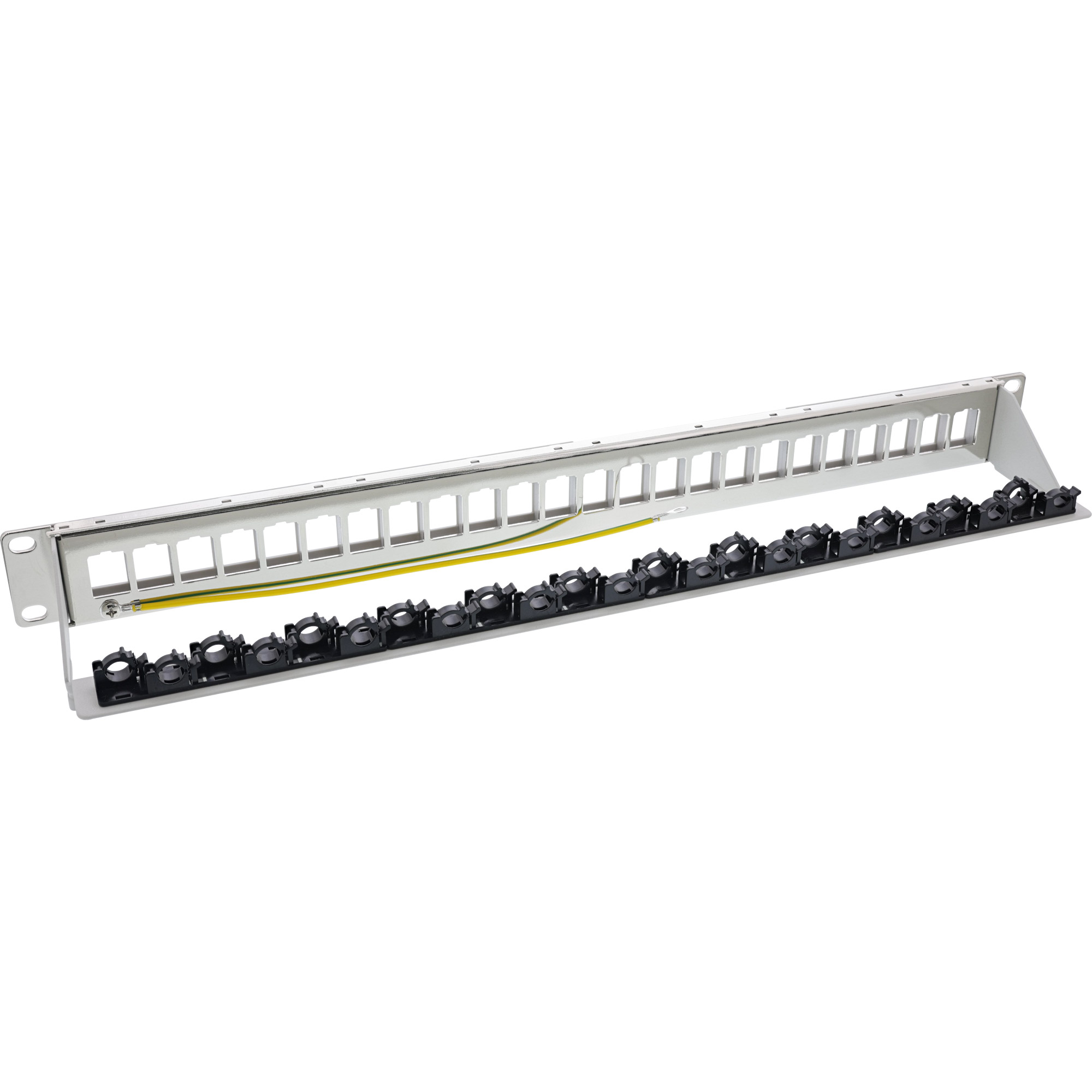 Inline® Patchfeld 24-fach, Keystone Leerblech Patchpanel, 19", 1HE, lichtgrau
