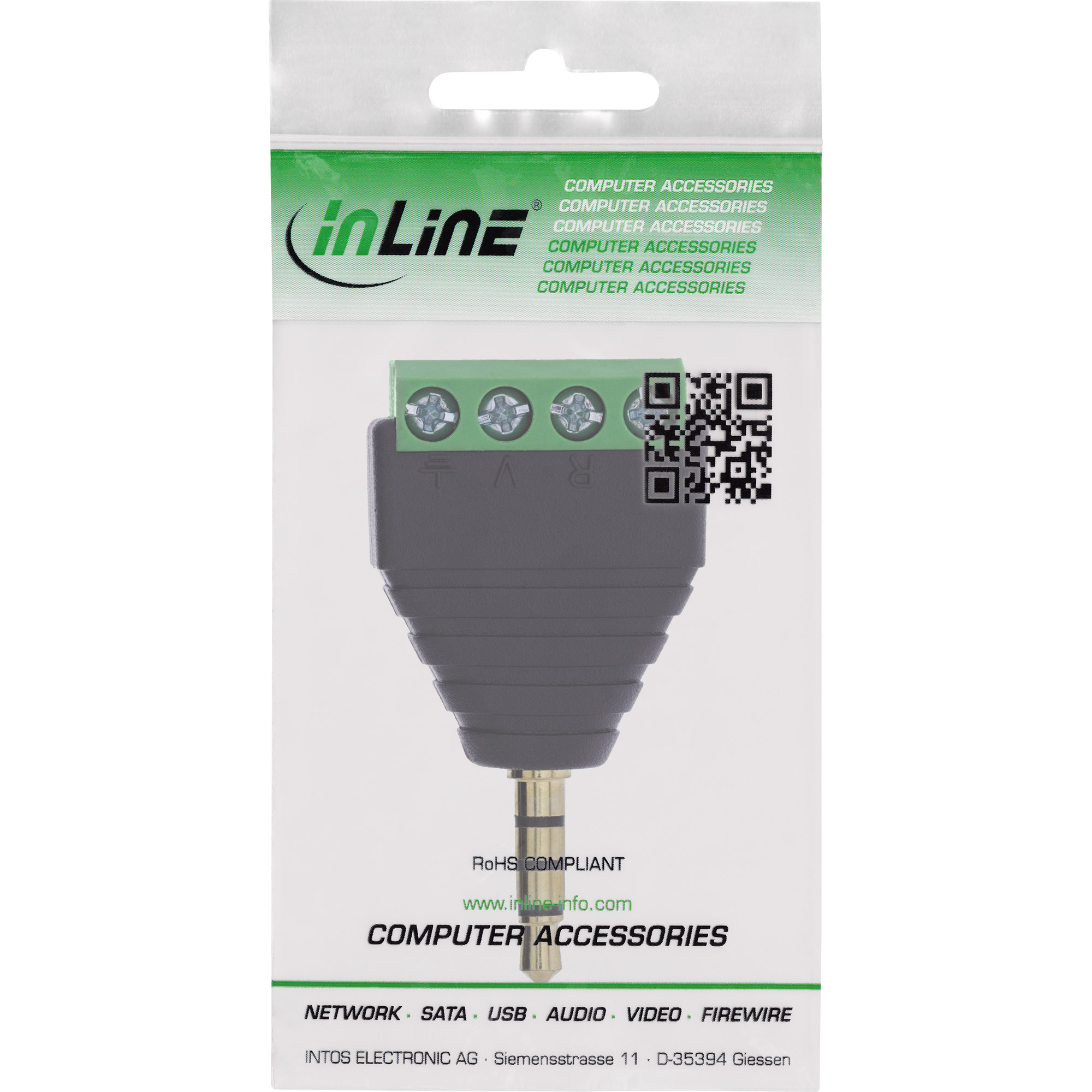 InLine® Adapter 3,5 mm Klinke 4-pol Stereo/Mikro auf Terminalblock, schwarz