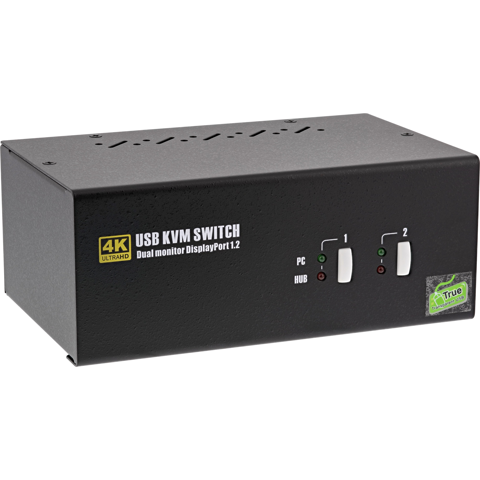 Inline® KVM Desktop Switch, 2x, Dual-Monitor DisplayPort 1.2, 4K, USB 2.0, Audio
