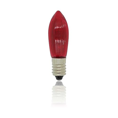 Topkerze geriffelt 8V 3W E10 rot