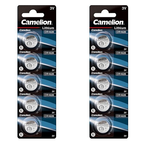 Camelion CR1620 Lithium Knopfzelle 3V - 10 Batterien - 2 x 5er Streifen