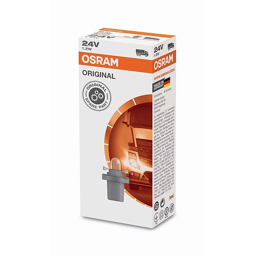 24V 1,2W B8.5d Original Kunststoffsockel Faltschachtel OSRAM