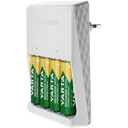 NiMH Akku Plug Ladegerät 0,385A Varta 57657 für AA Mignon AAA Micro inkl. 4 Akkus