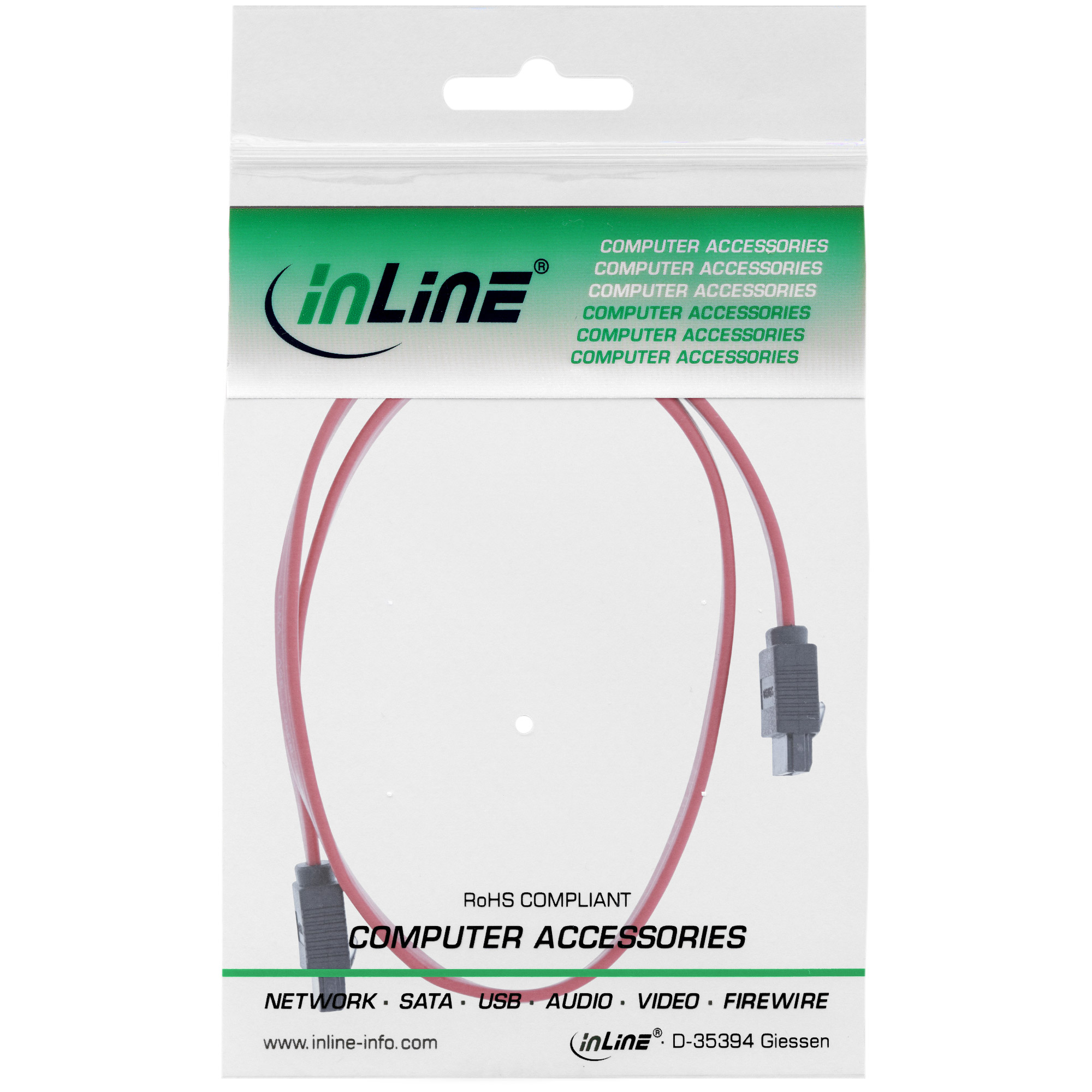 Inline® SATA 6Gb/s Kabel, mit Lasche, 0,75m