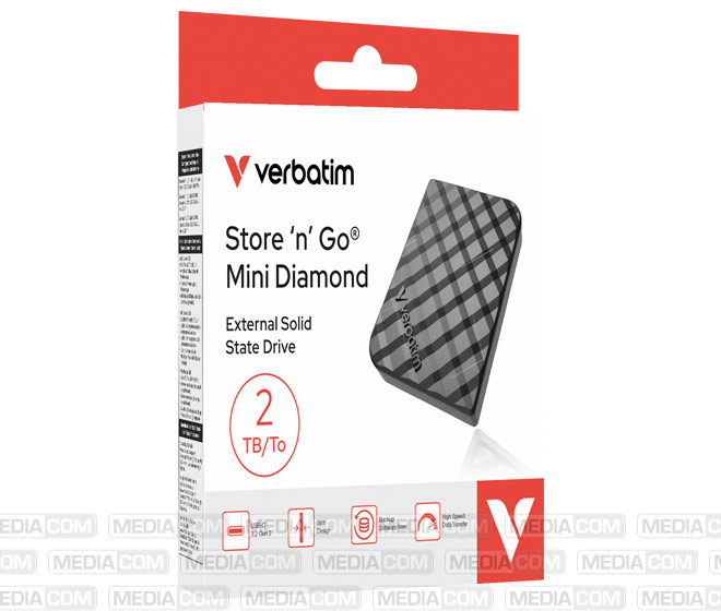 SSD 2TB, USB 3.2, Typ A-C, Mini Diamond, schwarz SSD 2TB, USB 3.2, Typ A-C, Mini Diamond, schwarz