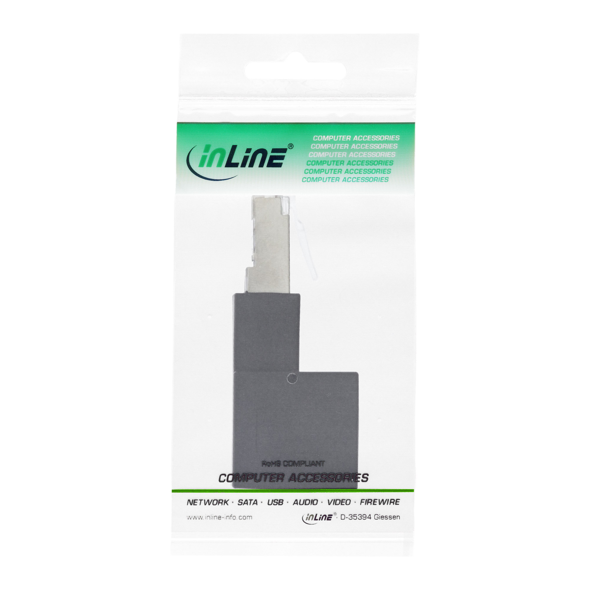 Inline® Patchkabel-Adapter Cat.6A, RJ45 Stecker/Buchse, 90° nach oben gewinkelt