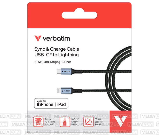 Ladekabel, USB-C zu Lightning, 1.2m, schwarz