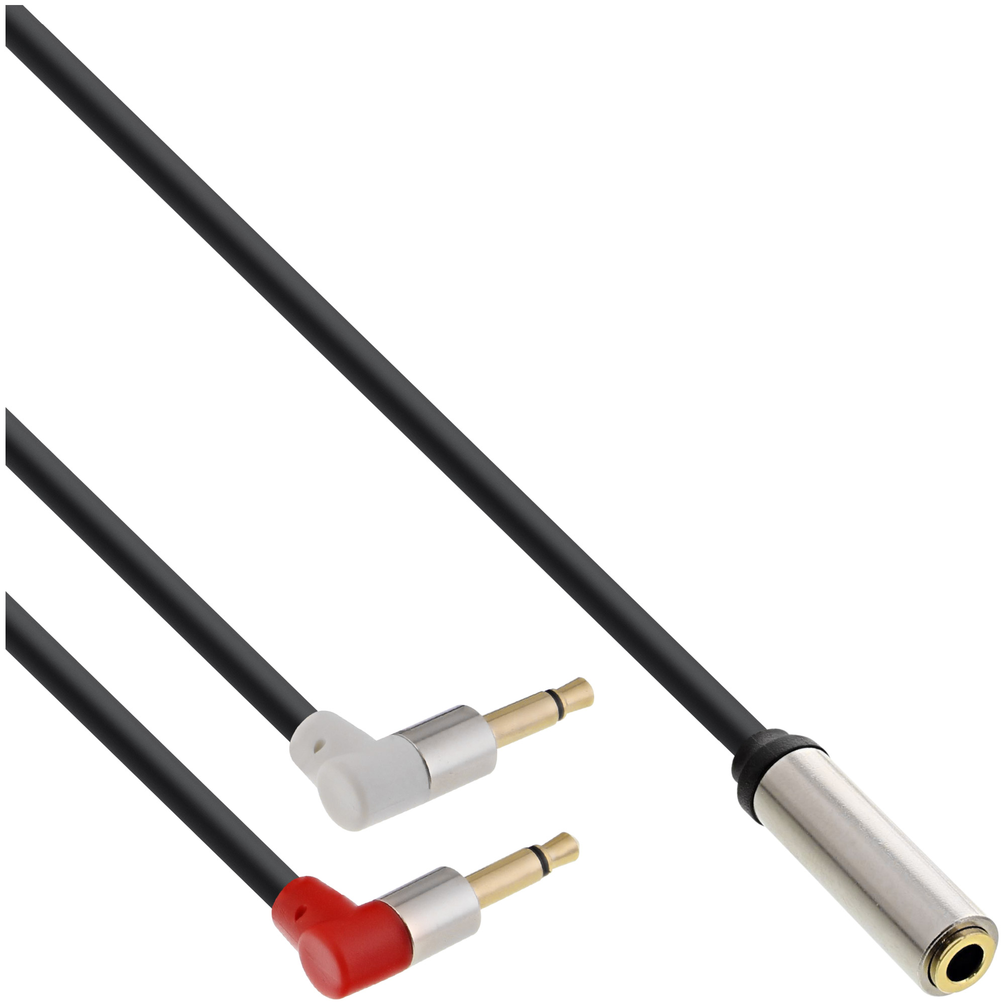 0.15m - Inline® Slim Audio Kopfh. Flugz.-Adapterkab., 2x3,5mm ST / 3,5mm BU 3pol.