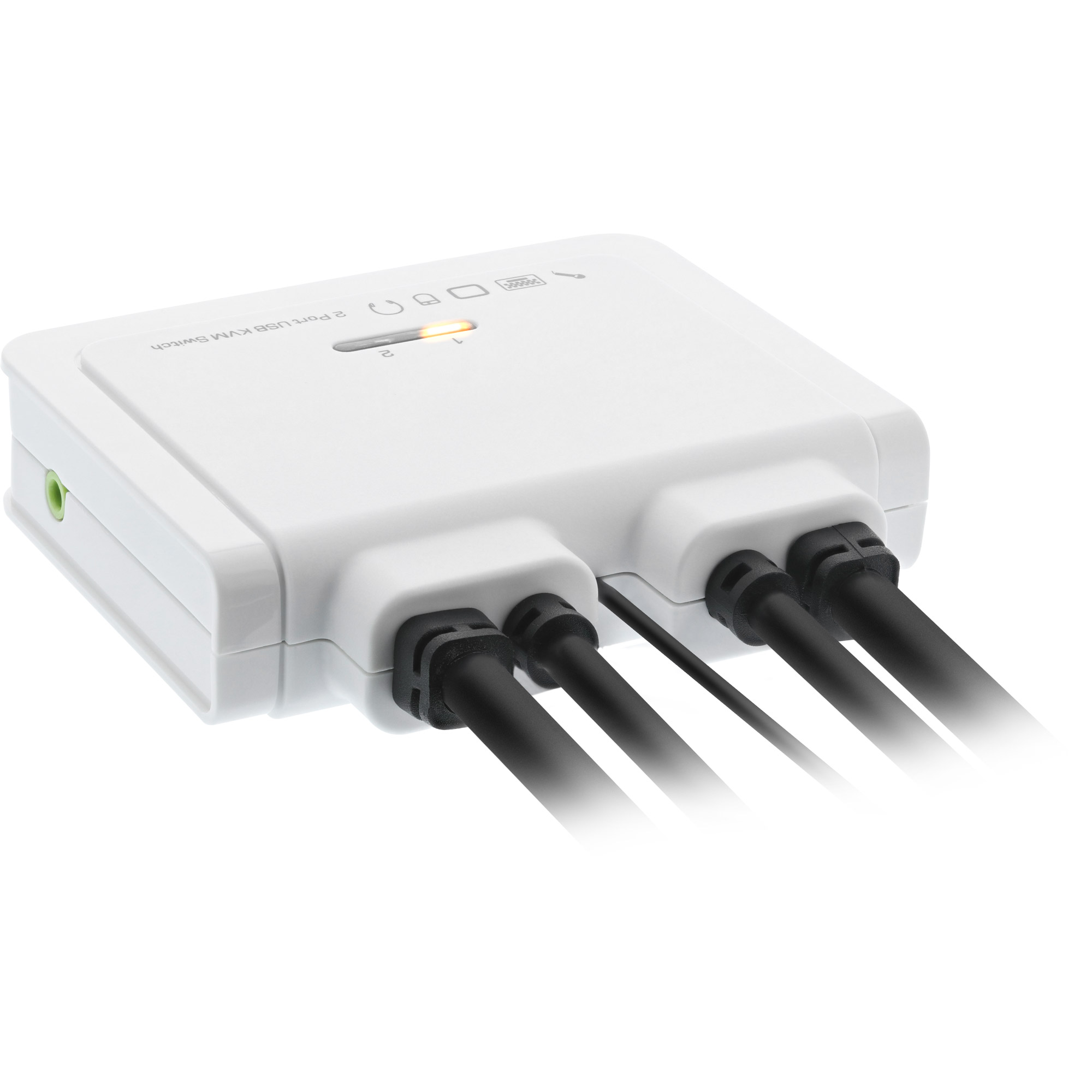 Inline® KVM Switch, 2-fach, USB-C+DP zu DisplayPort, 4K, Audio, integr. Kabel