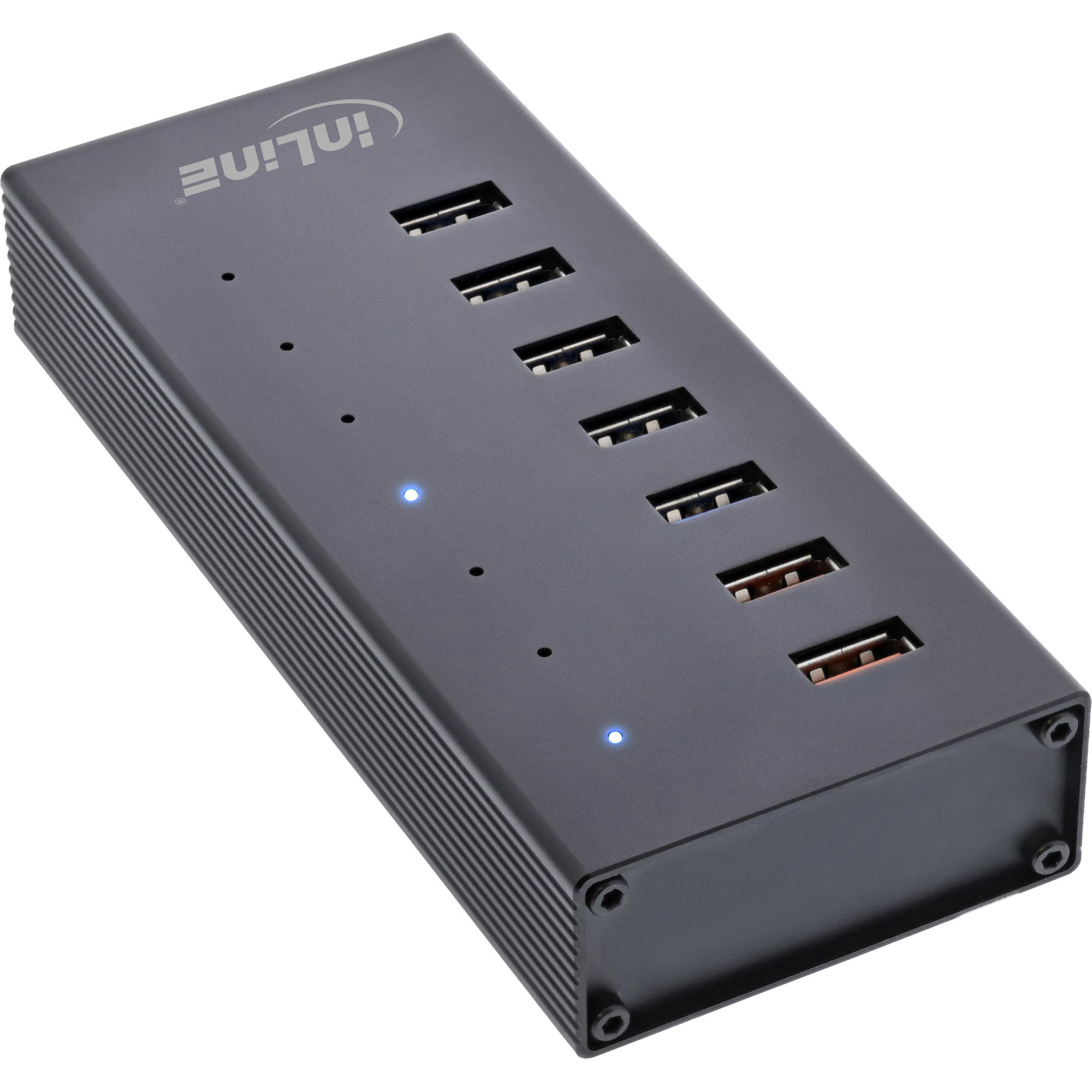 Inline® USB 3.0 Hub, 7 Port, Aluminiumgehäuse, schwarz, mit 2,5A Netzteil Inline® USB 3.0 Hub, 7 Port, Aluminiumgehäuse, schwarz, mit 2,5A Netzteil