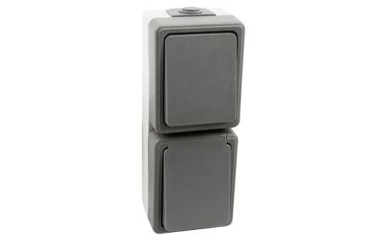 Feuchtraum Kombi-Dose McPower ''Secure'' 250V~, Schalter+Steckdose, IP44, AP, grau