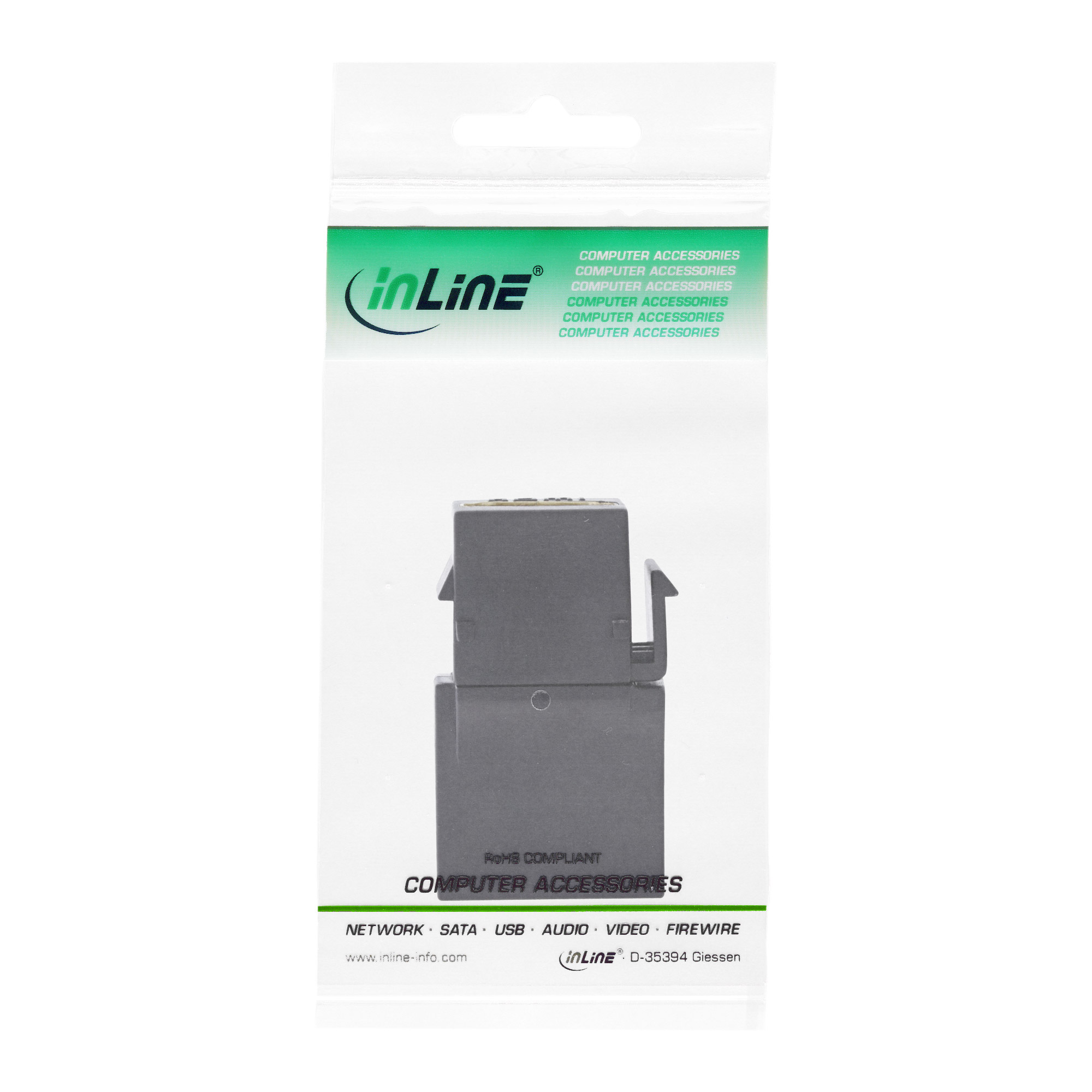 Inline® HDMI Keystone Snap-In Einsatz 4K/60Hz, HDMI A Buchse/Buchse, gewinkelt