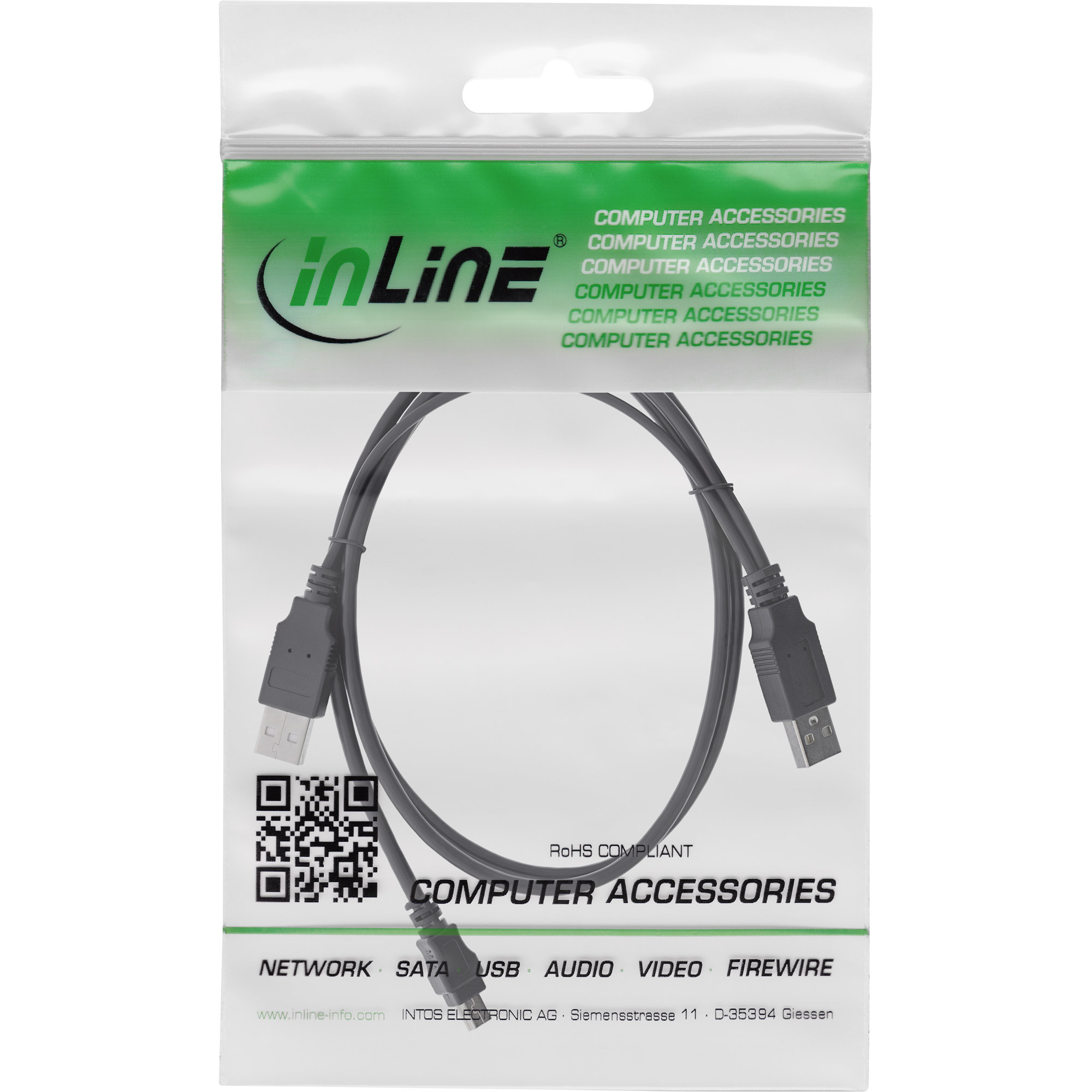 Inline® USB Mini-Y-Kabel, 2x Stecker A an Mini-B Stecker (5pol.), 1,0m Inline® USB Mini-Y-Kabel, 2x Stecker A an Mini-B Stecker (5pol.), 1,0m