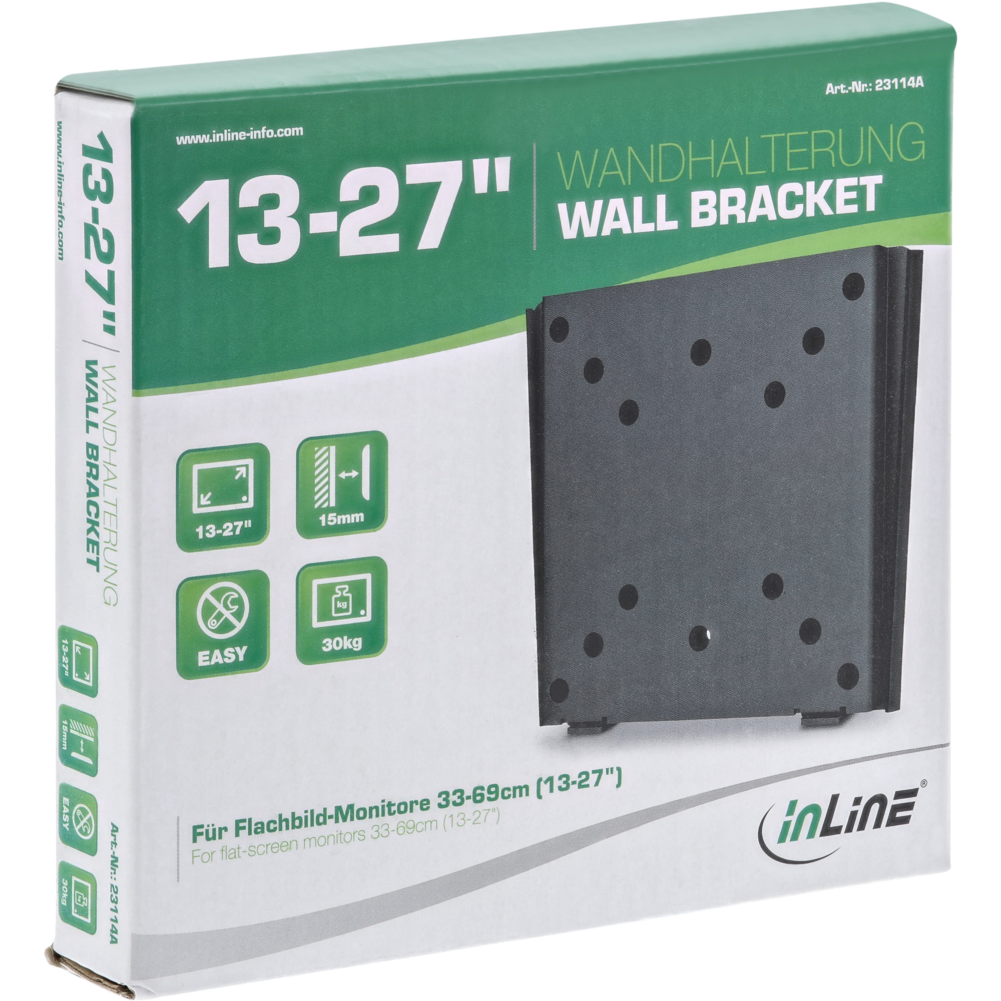 Inline® Wandhalterung für Flachbildschirme, 33-69cm (13-27"), max. 30kg