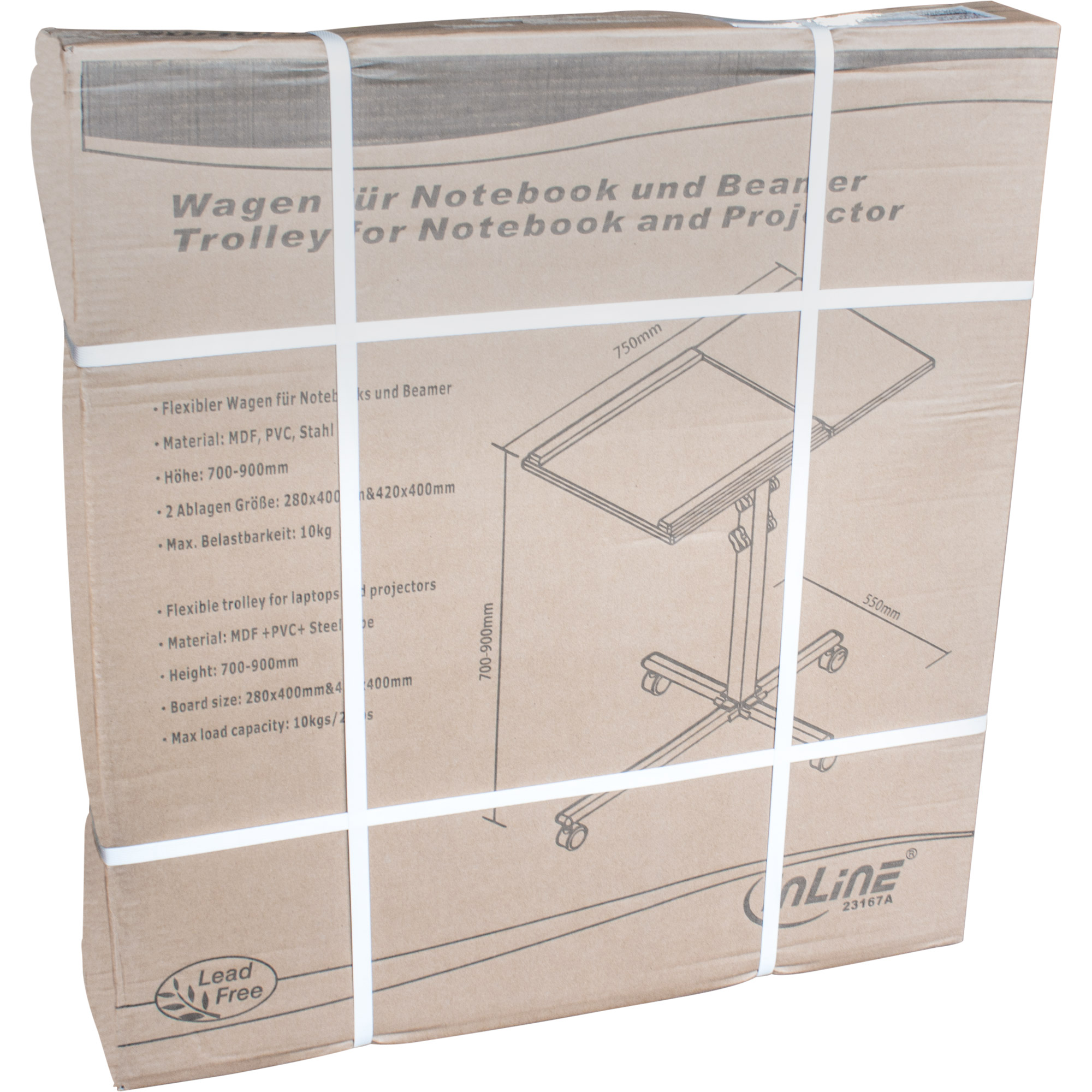Inline® Notebook / Beamer Wagen, Höhe 70-90cm