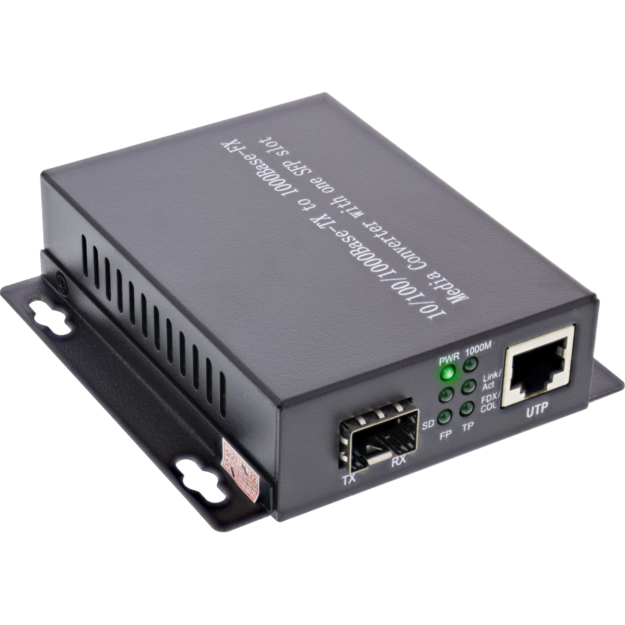 Inline® Netzwerk Media Konverter 10/100/1000Mb/s TP zu SFP LWL, SM, 20km