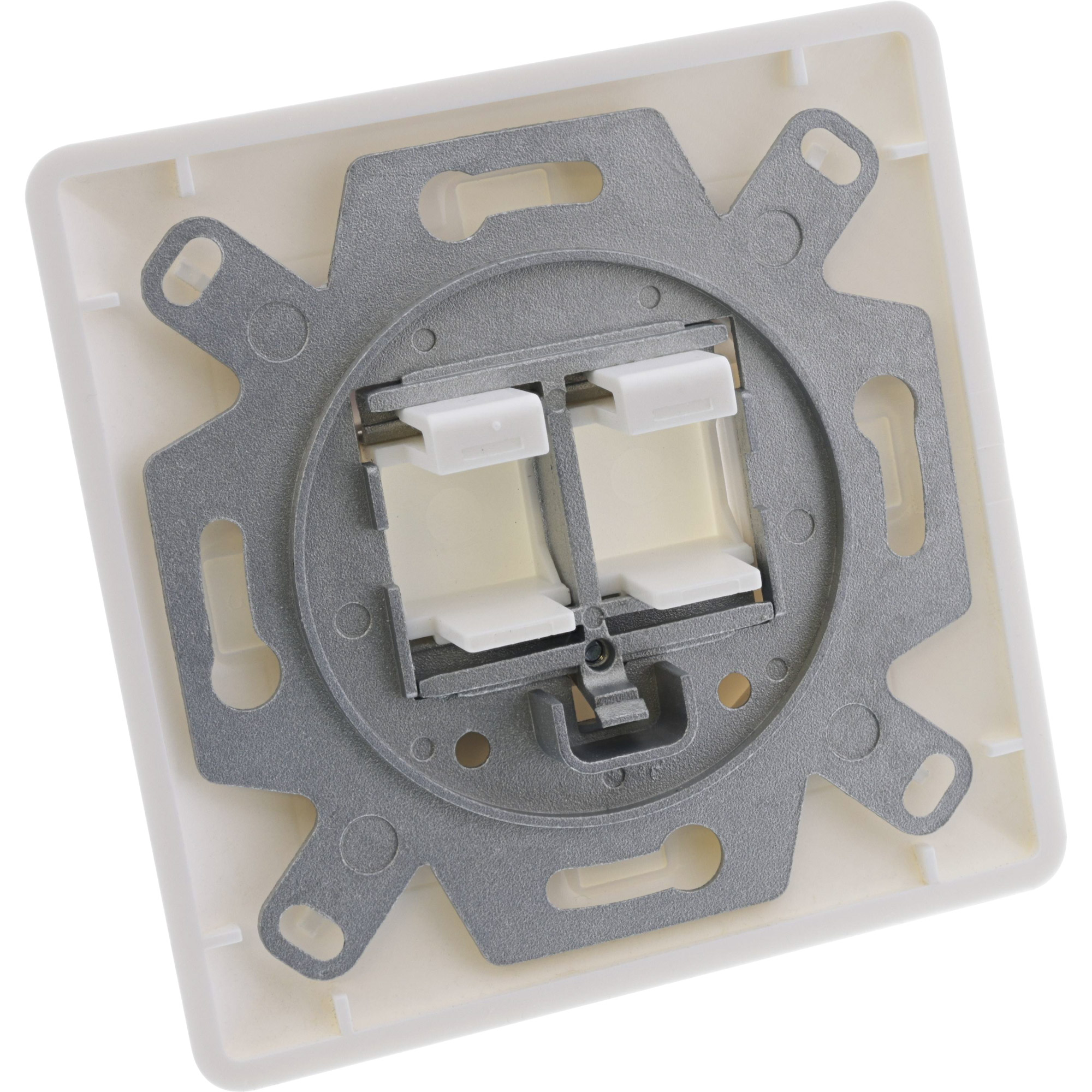 Inline® Rahmenset für 2x RJ45 Bu/LSA Einsatz 90°, Keystone SNAP-In, weiß RAL9010