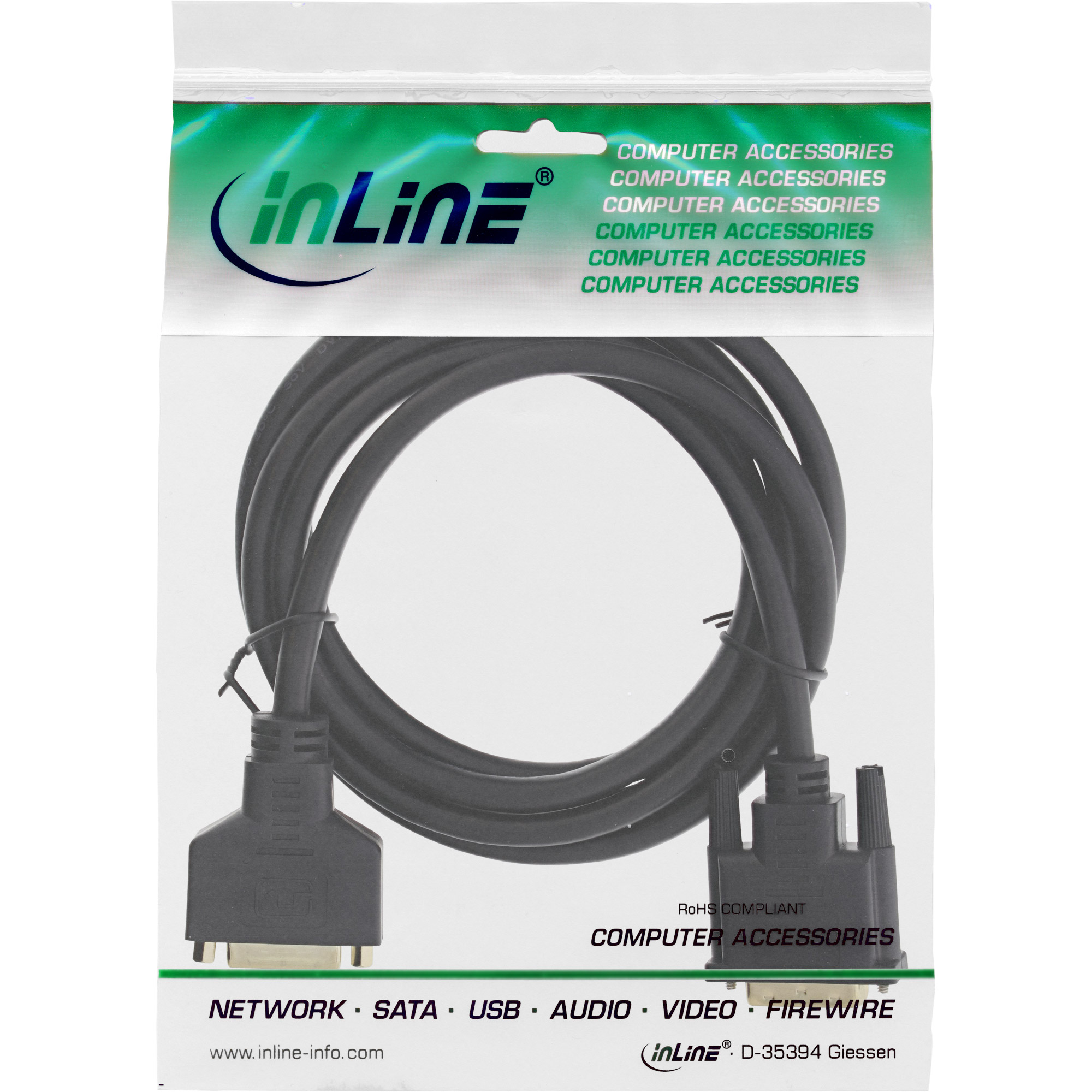 Inline® DVI-D VerLängerung Premium, digital 24+1 Stecker / Buchse, Dual Link, 2m