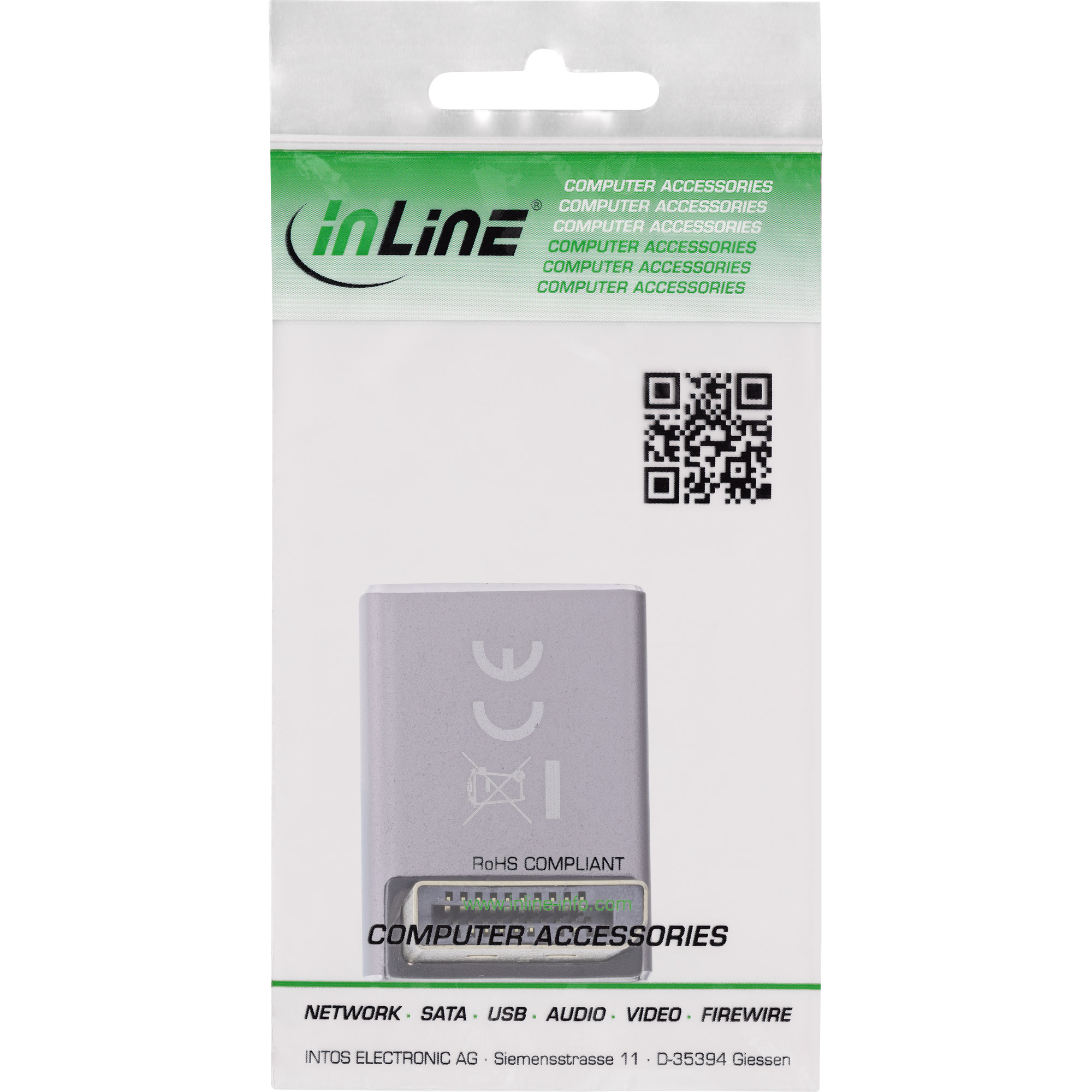 InLine® DisplayPort 1.4 Adapter, DisplayPort Stecker / Buchse, 90° oben, 8K UHD InLine® DisplayPort 1.4 Adapter, DisplayPort Stecker / Buchse, 90° oben, 8K UHD