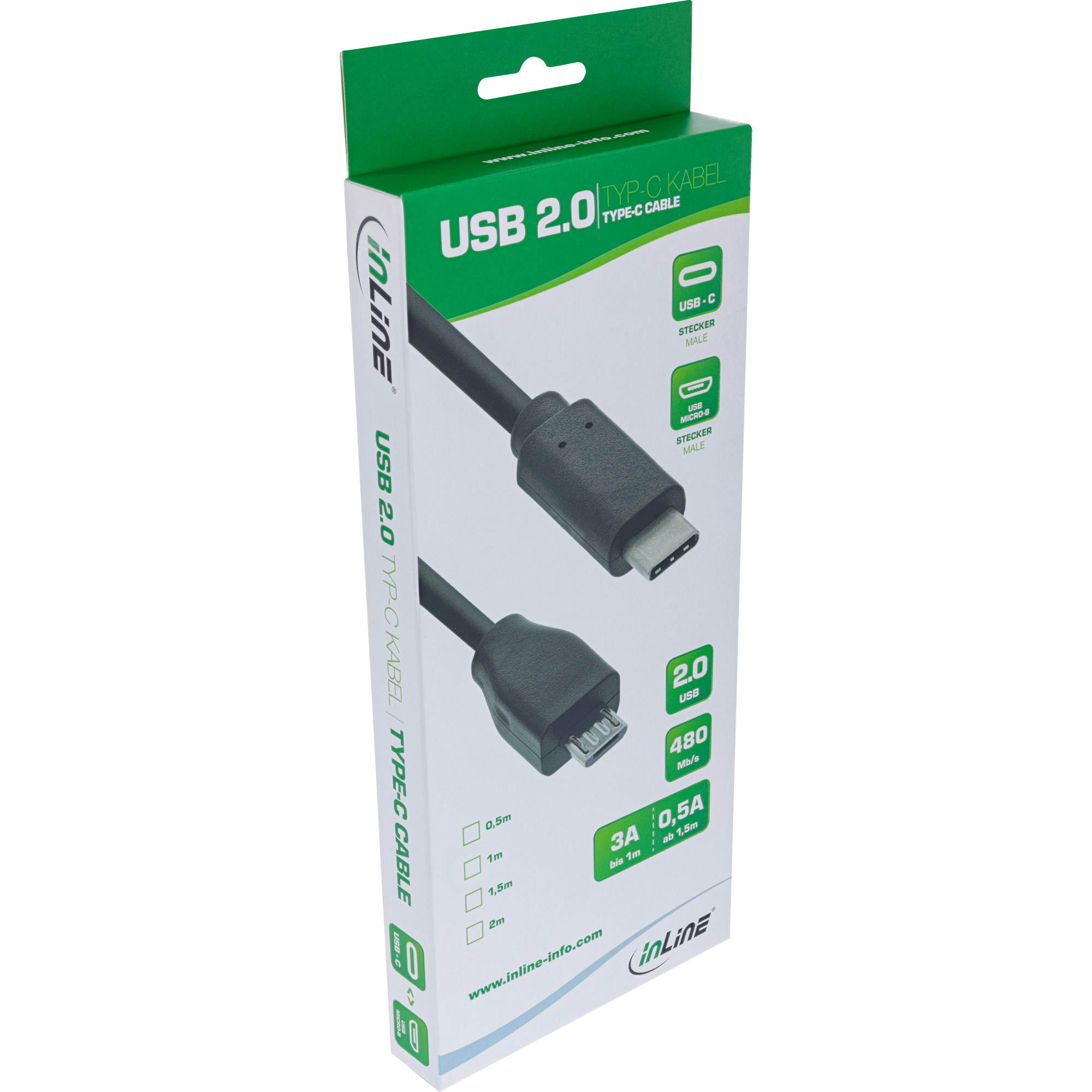 Inline® USB 2.0 Kabel, USB-C Stecker an Micro-B Stecker, schwarz, 1m Inline® USB 2.0 Kabel, USB-C Stecker an Micro-B Stecker, schwarz, 1m