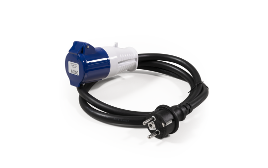 CEE-Kupplung auf Schutzkontakt-Stecker McPower, 1,5m H07RNG 3G2,5, 230V, IP44 CEE-Kupplung auf Schutzkontakt-Stecker McPower, 1,5m H07RNG 3G2,5, 230V, IP44