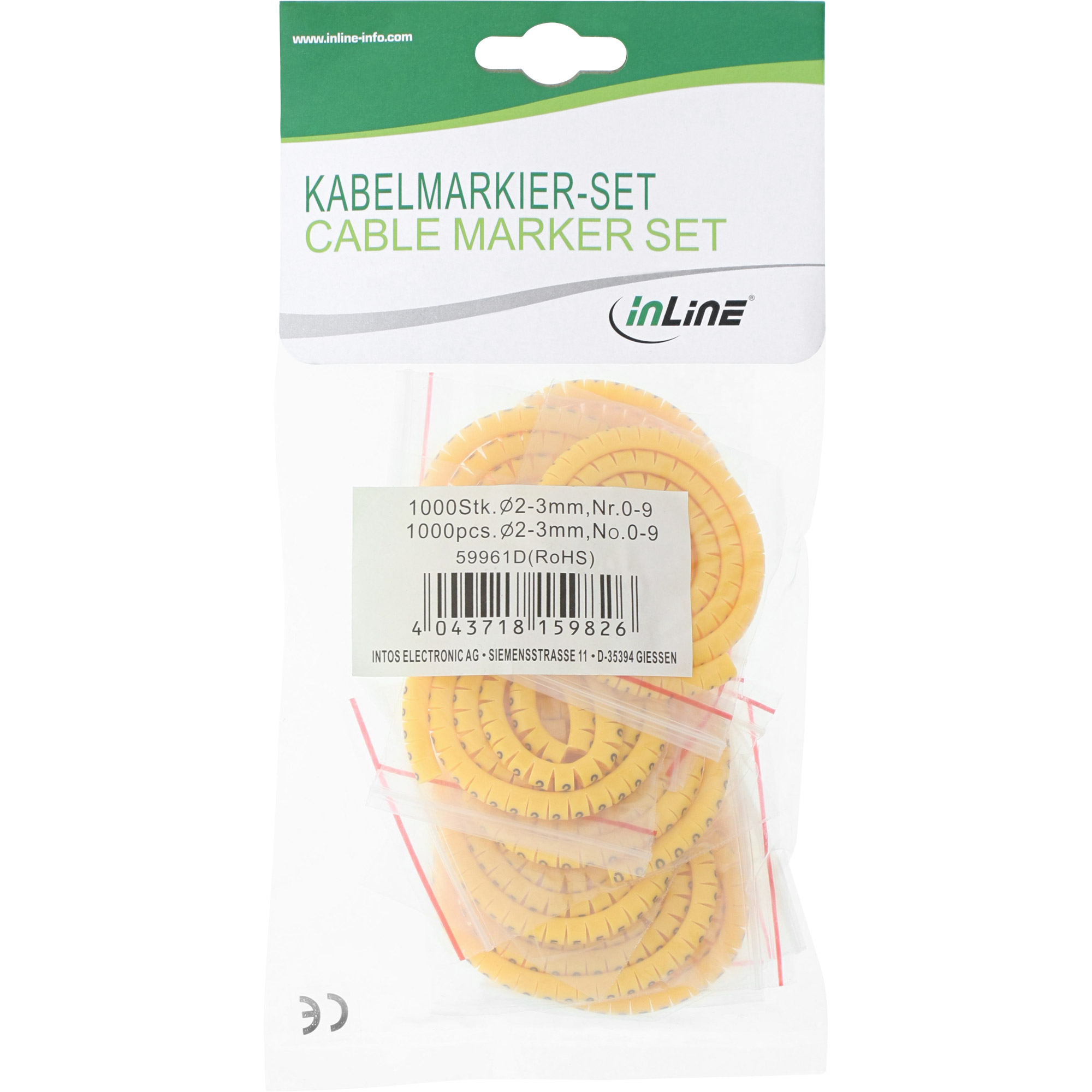 Inline® Kabelmarkierer 5,2-10mm, Nr.0-9, 1000 Stück
