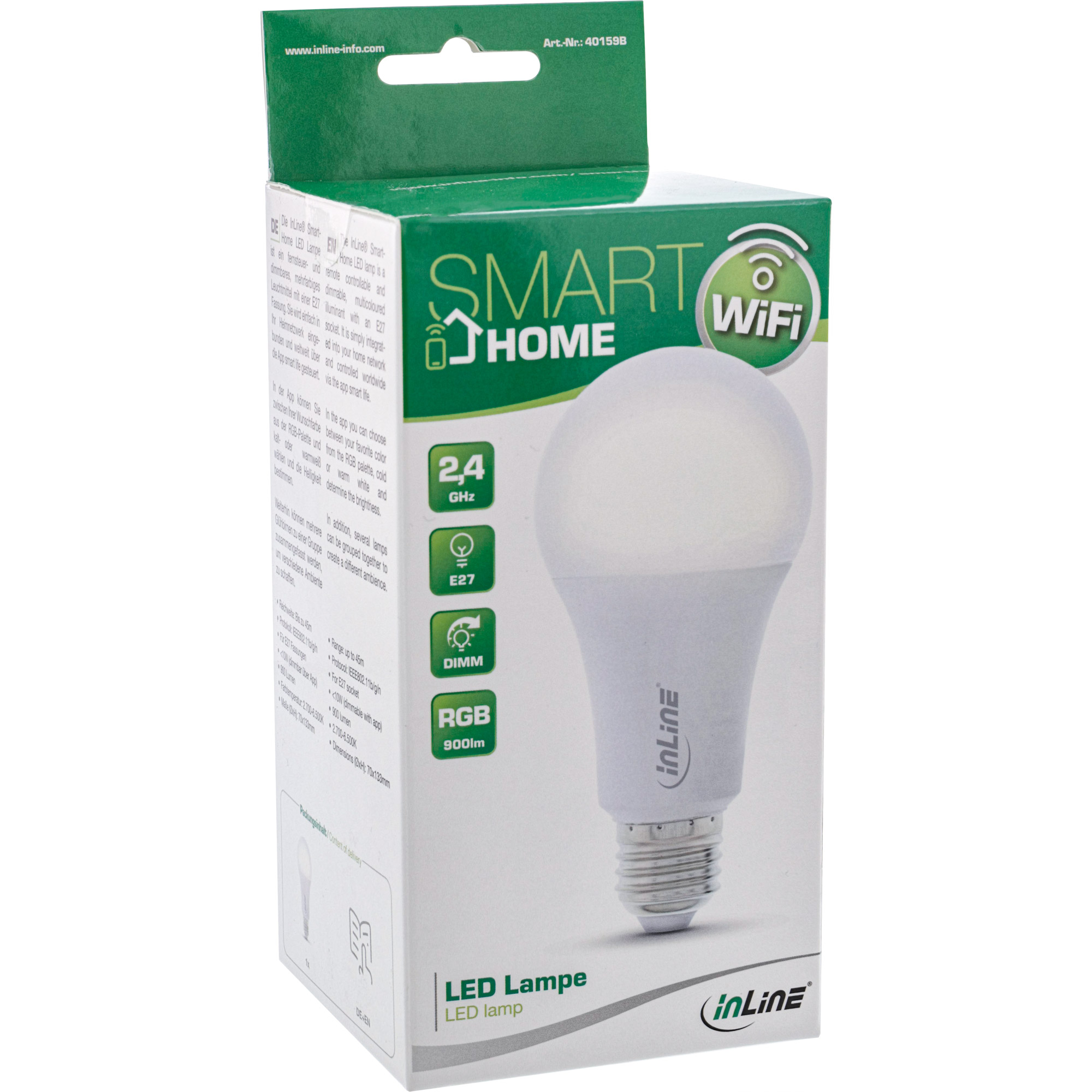 Inline® SmartHome LED Lampe RGB E27, 900LM