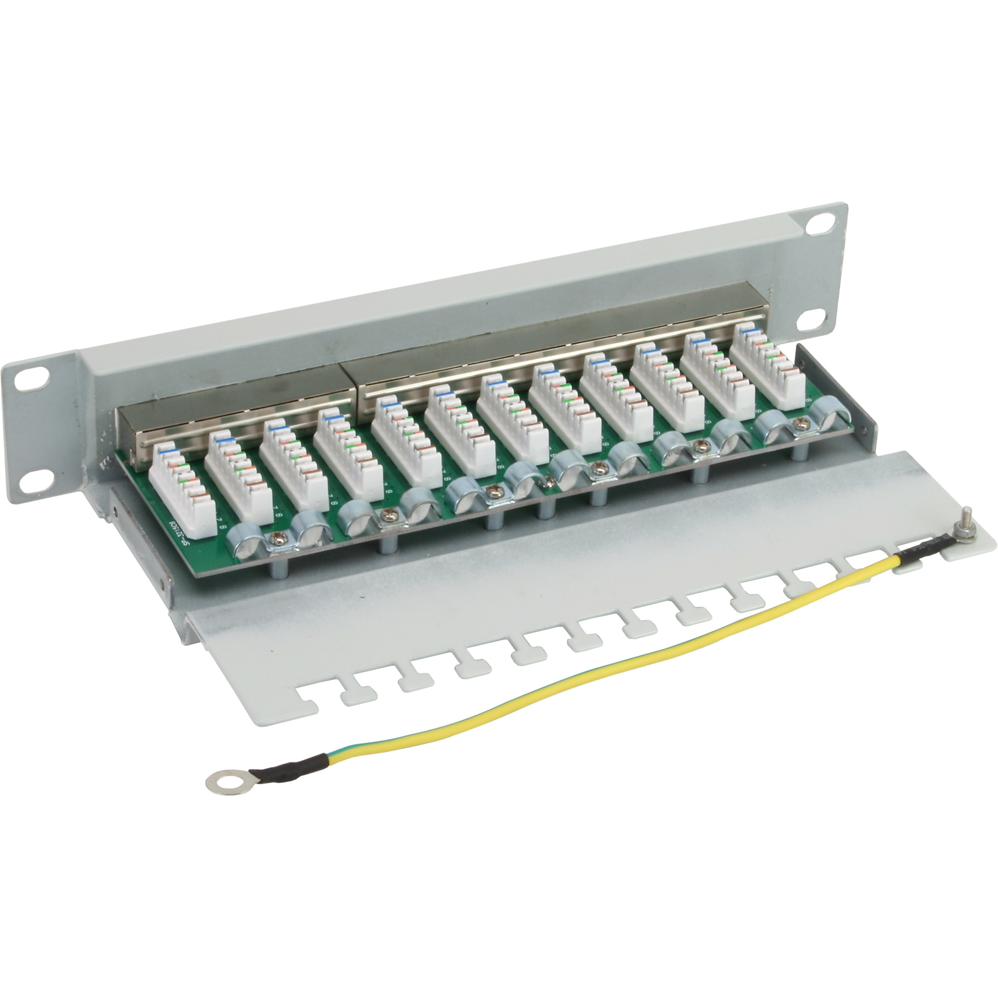 Inline® Patchfeld Cat.6 12-fach, 10" 1HE, lichtgrau, RAL7035